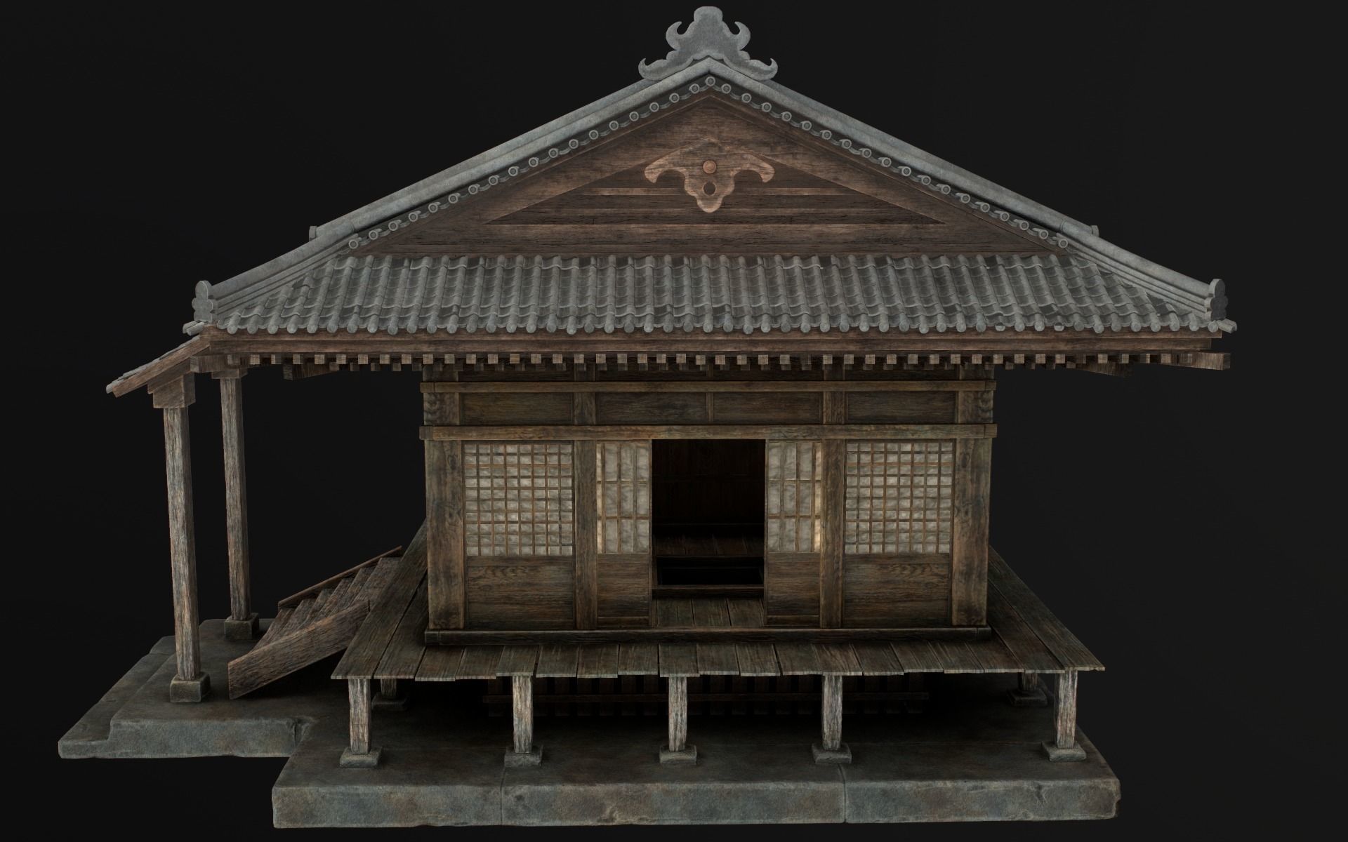 Japanese Shrine Low-poly 3D model_53