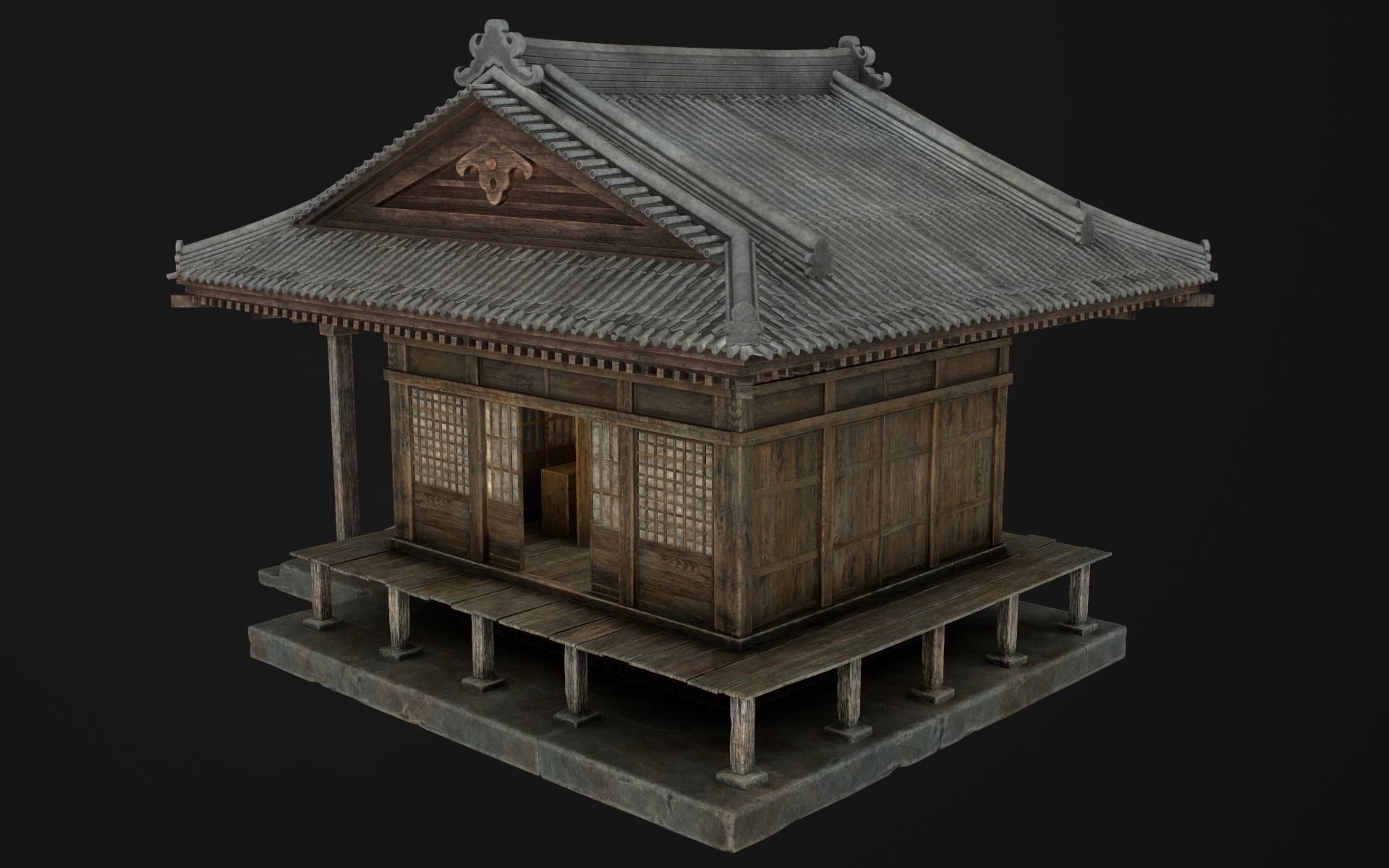 Japanese Shrine Low-poly 3D model_56