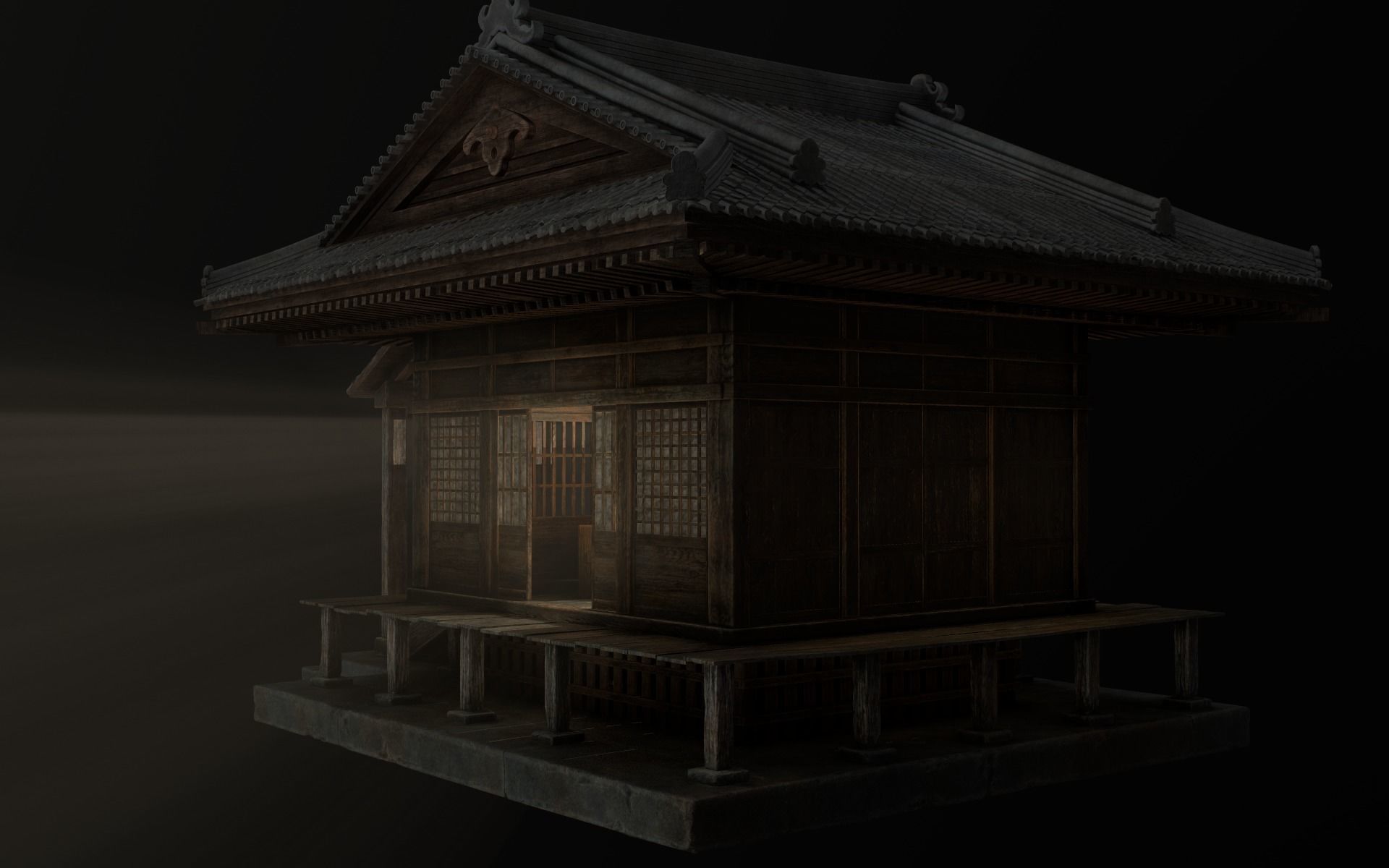 Japanese Shrine Low-poly 3D model_23