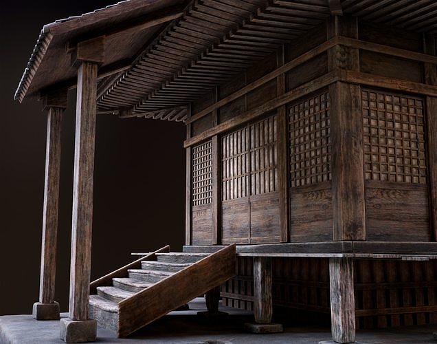 Japanese Shrine Low-poly 3D model 2