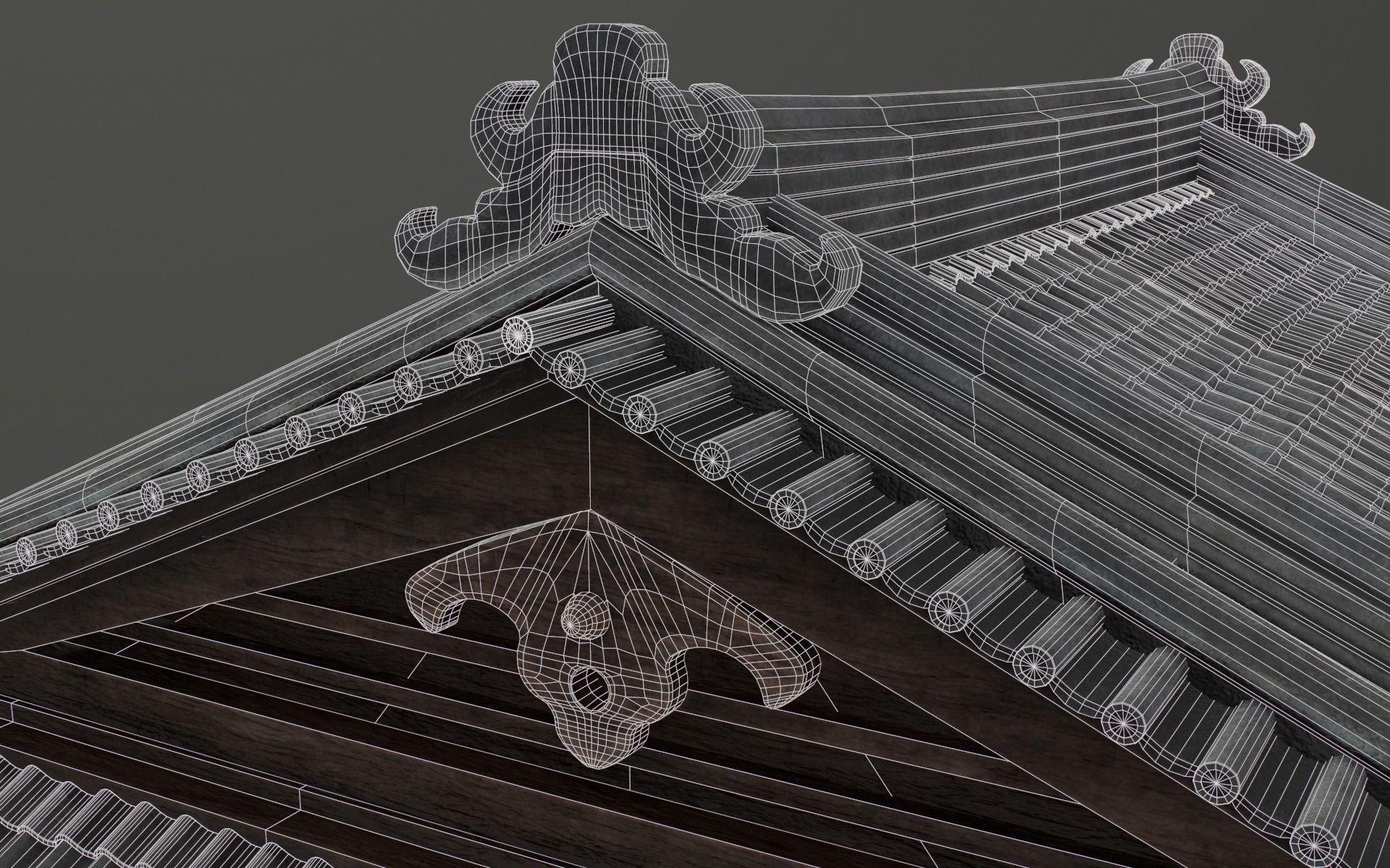 Japanese Shrine Low-poly 3D model_21