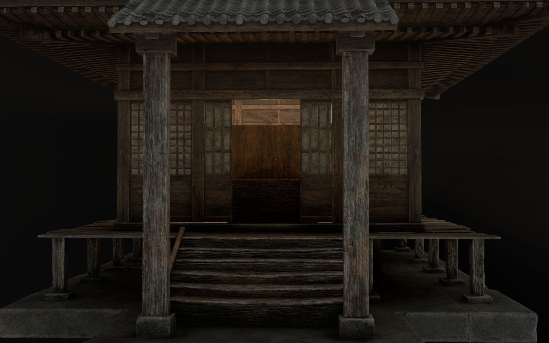 Japanese Shrine Low-poly 3D model_41