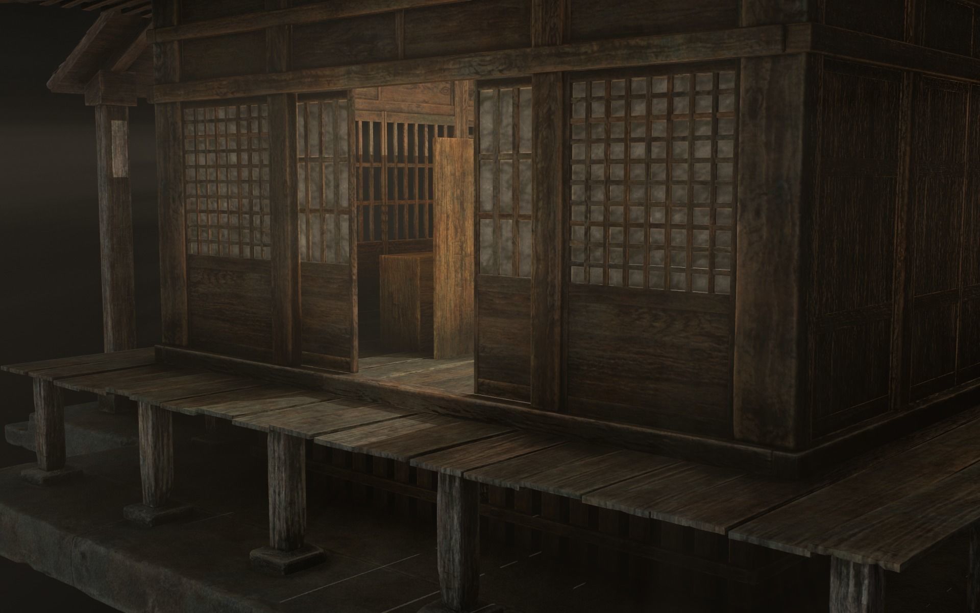 Japanese Shrine Low-poly 3D model_27