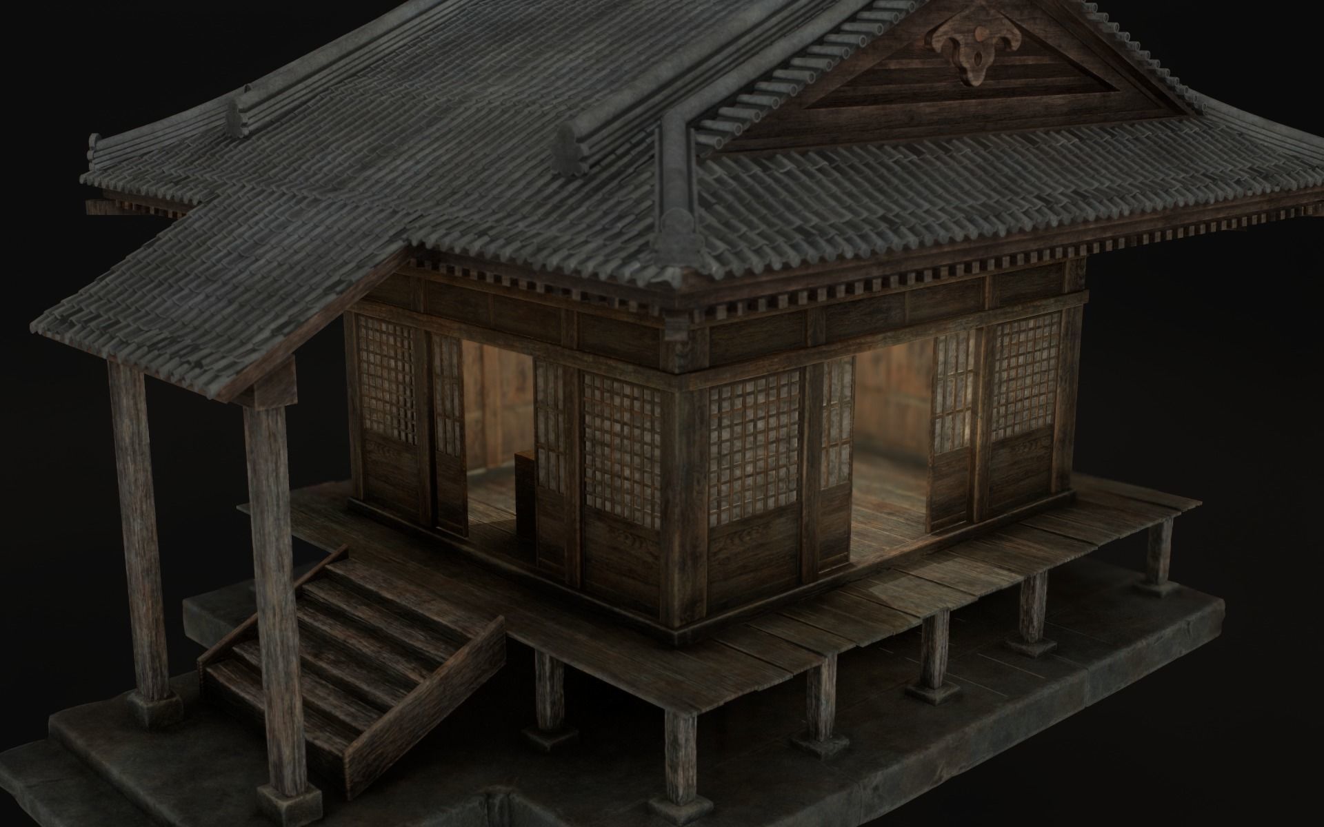 Japanese Shrine Low-poly 3D model_40