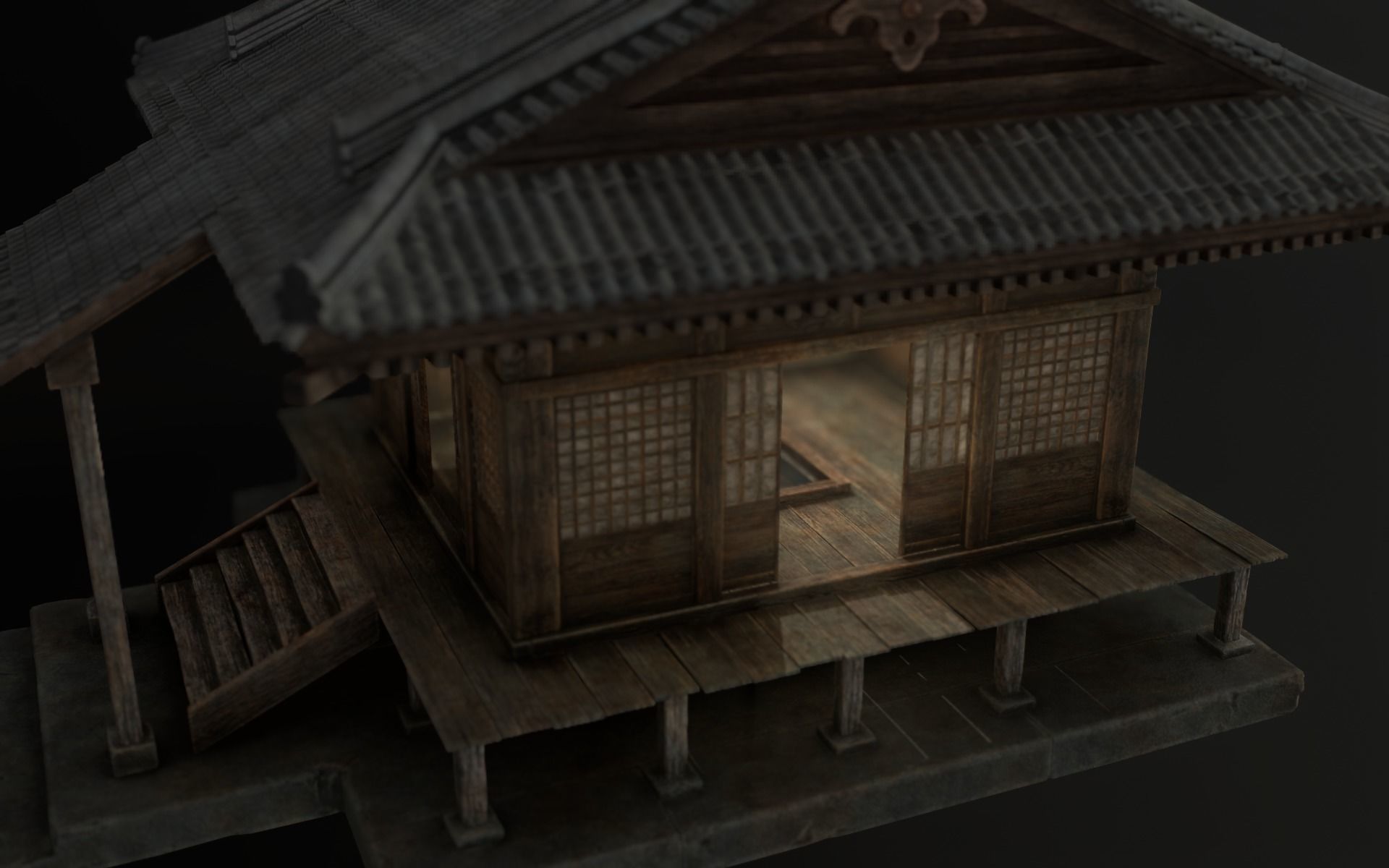 Japanese Shrine Low-poly 3D model_37