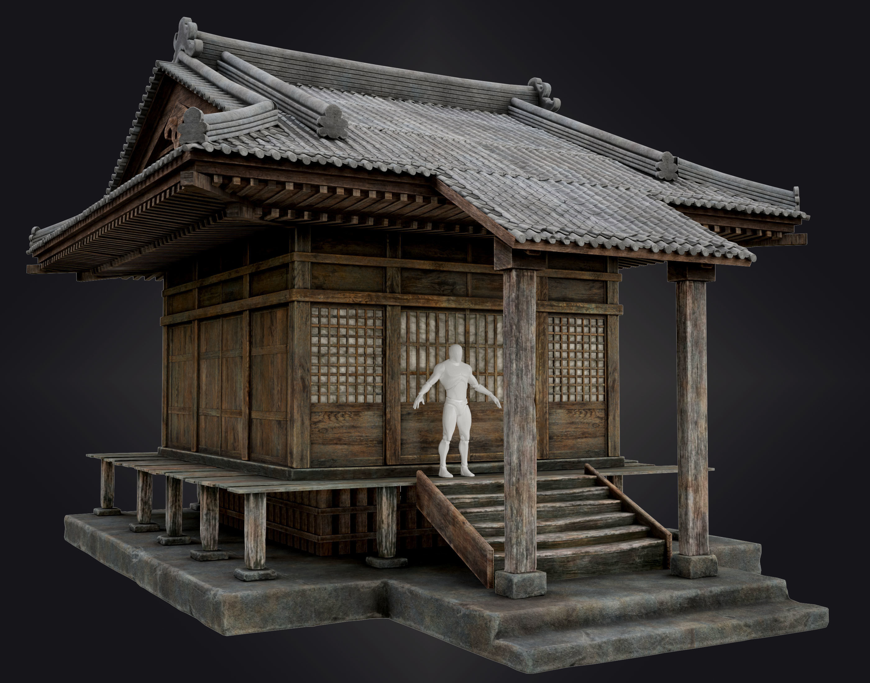 Japanese Shrine Low-poly 3D model_4