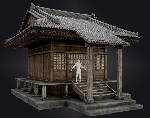 Japanese Shrine Low-poly 3D model 5