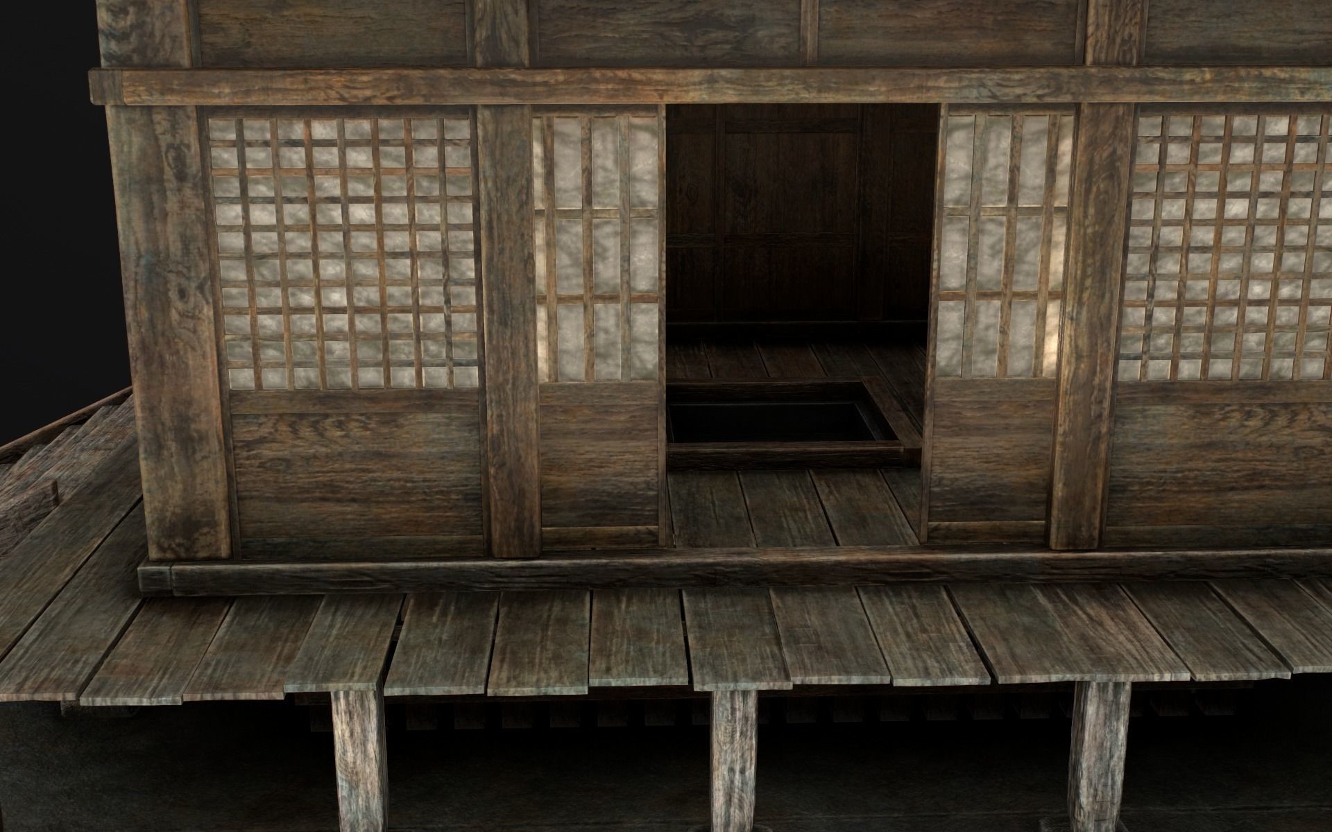 Japanese Shrine Low-poly 3D model_26