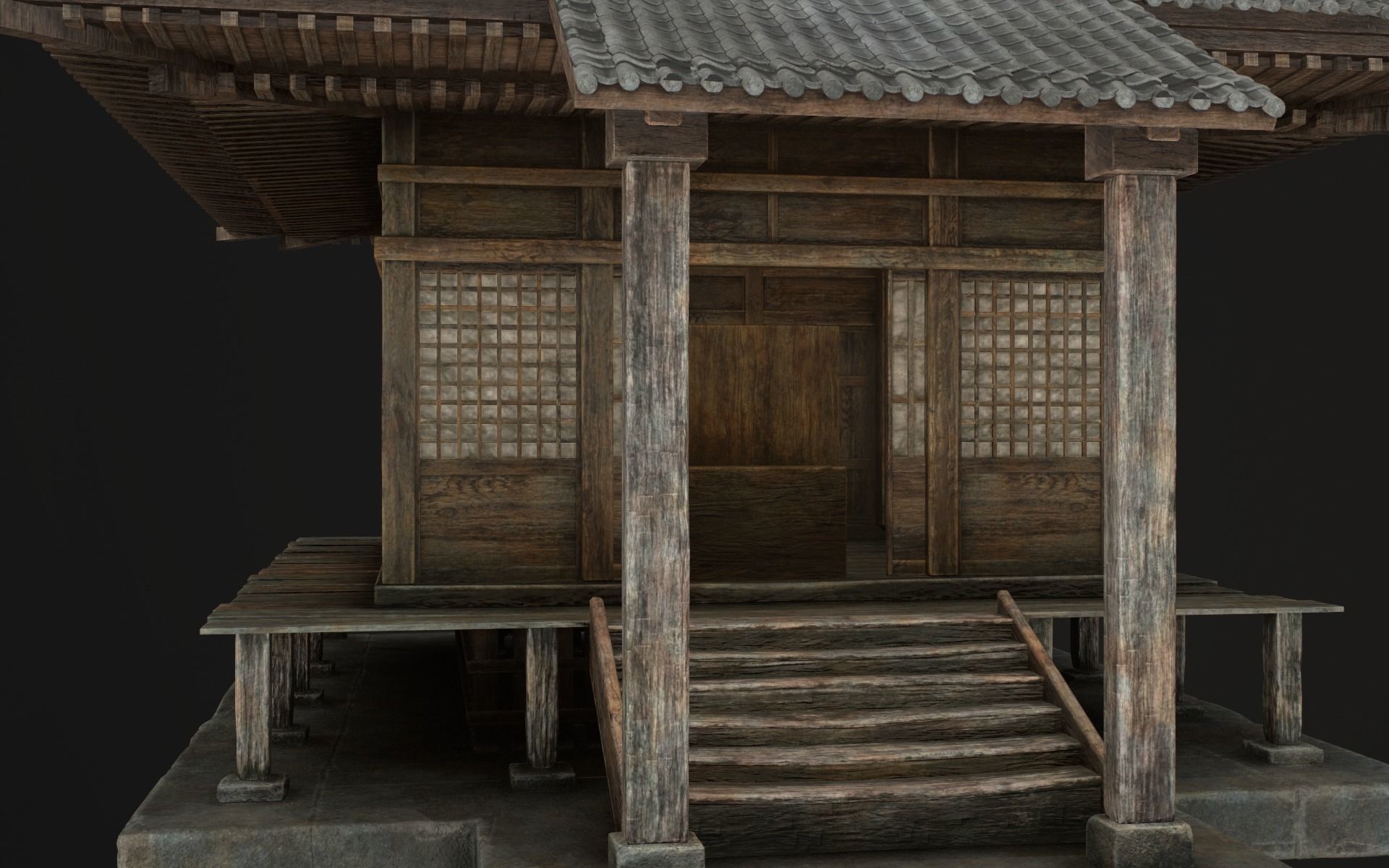 Japanese Shrine Low-poly 3D model_61