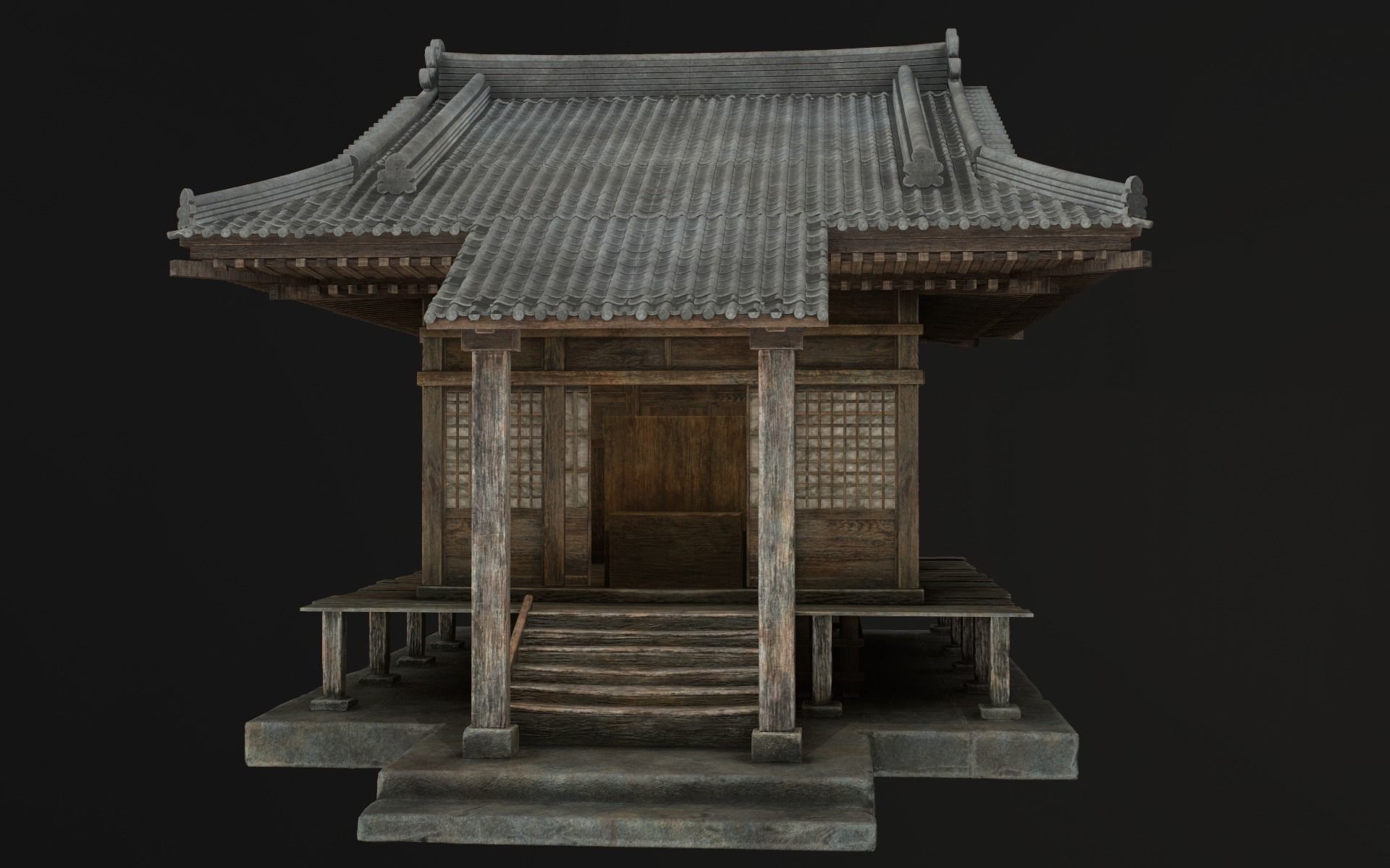 Japanese Shrine Low-poly 3D model_63