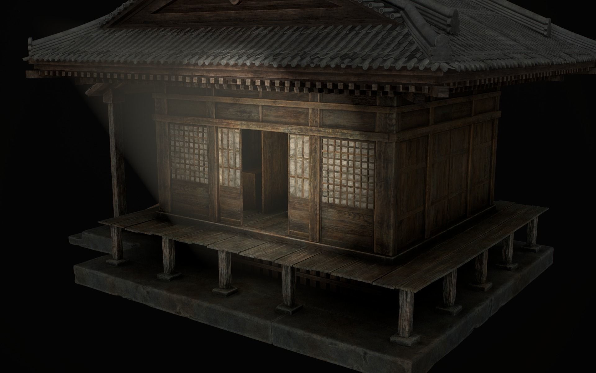 Japanese Shrine Low-poly 3D model_48