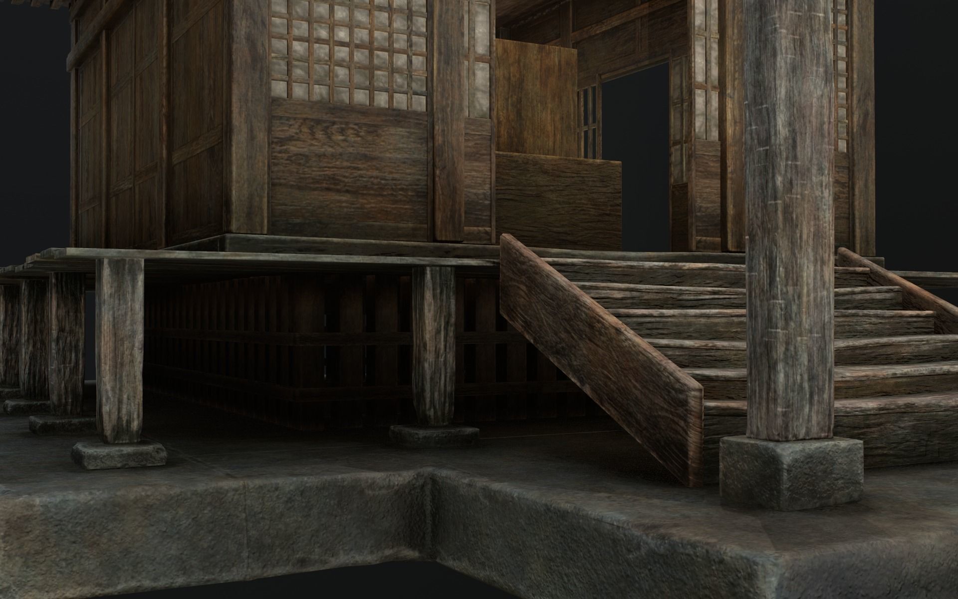 Japanese Shrine Low-poly 3D model_62