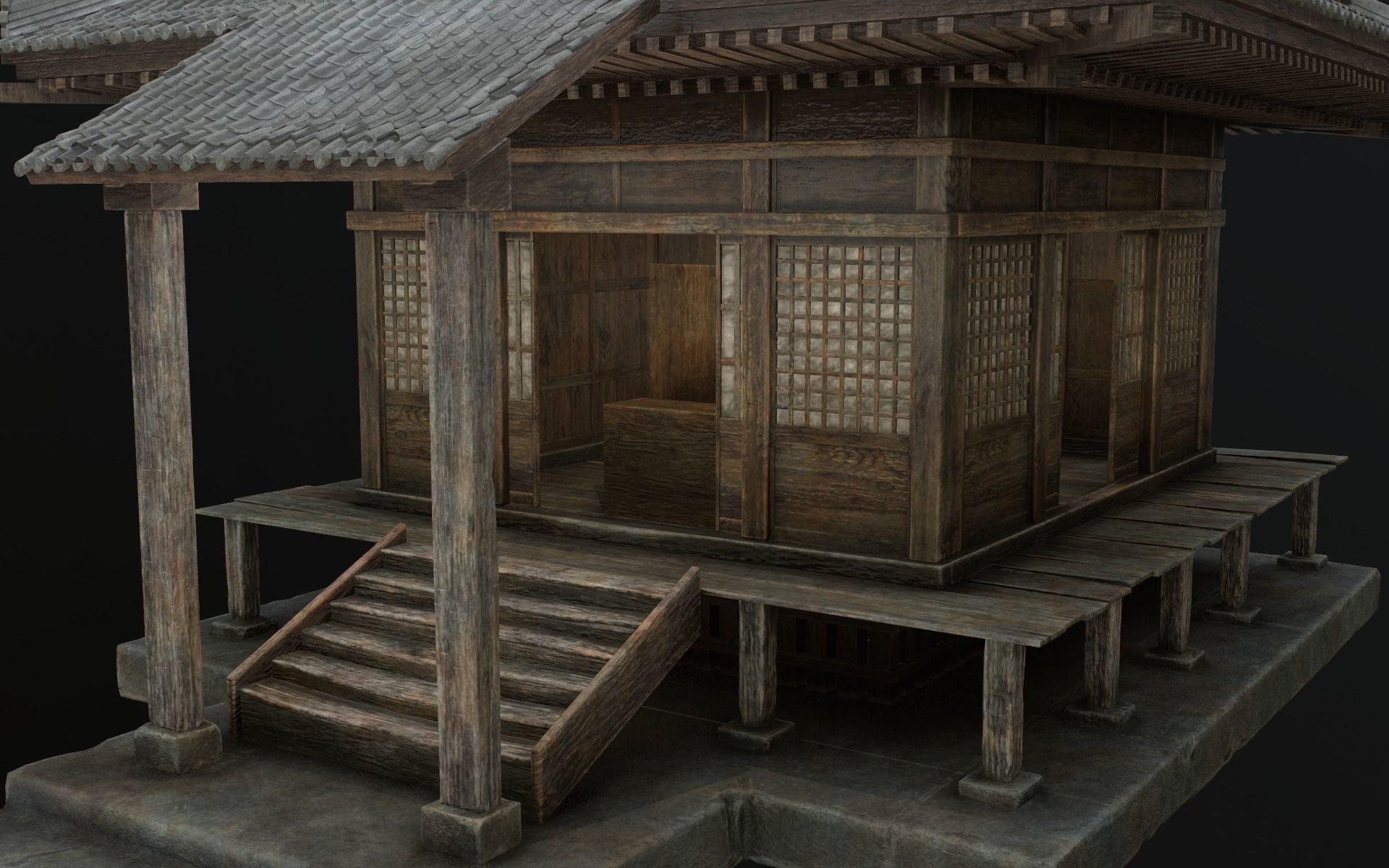 Japanese Shrine Low-poly 3D model_60