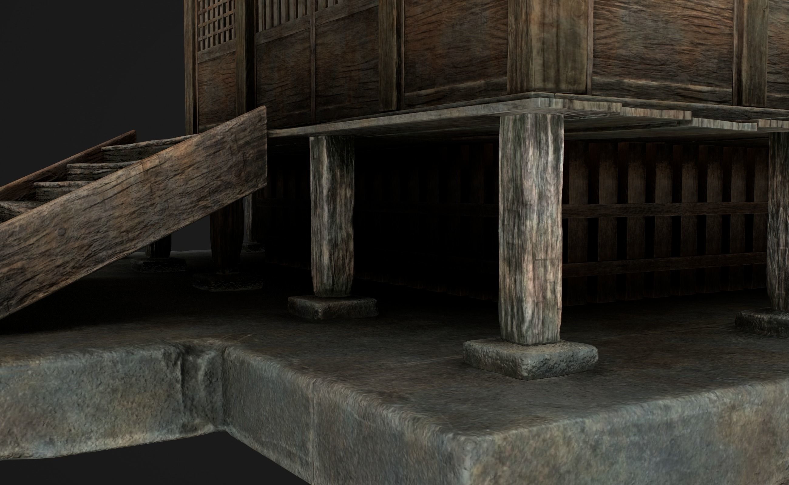 Japanese Shrine Low-poly 3D model_13