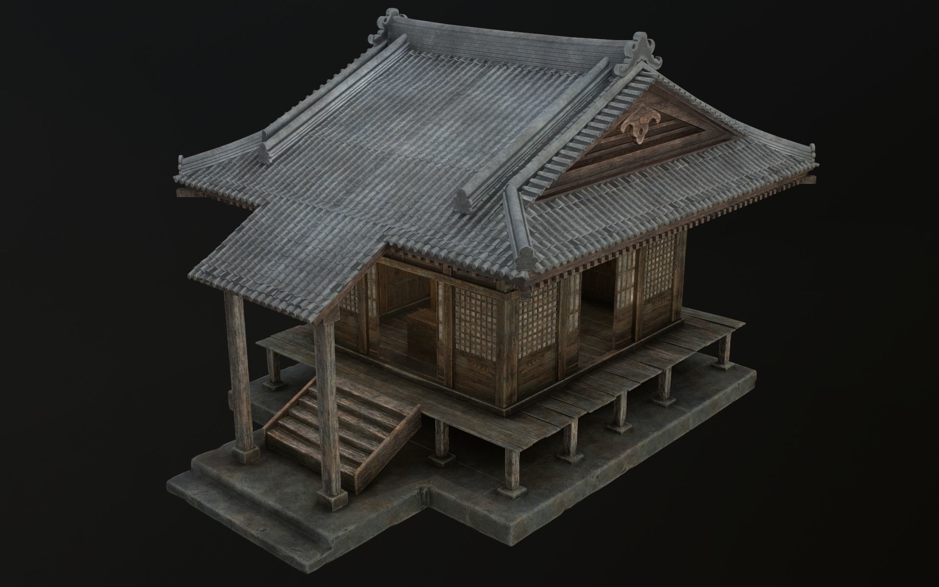 Japanese Shrine Low-poly 3D model_65