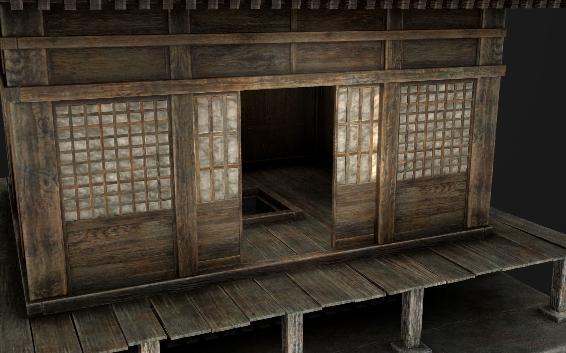 Japanese Shrine Low-poly 3D model_29