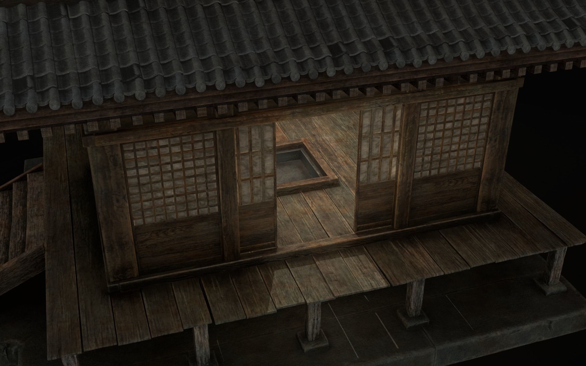 Japanese Shrine Low-poly 3D model_36