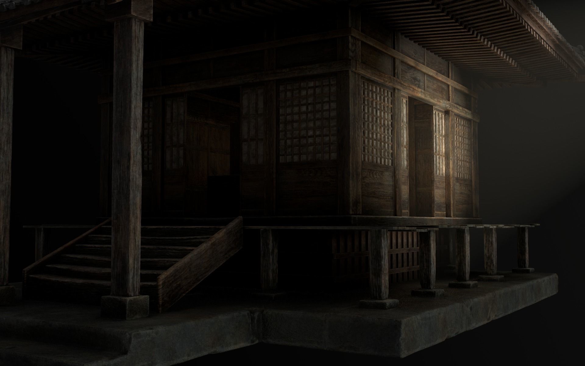Japanese Shrine Low-poly 3D model_46