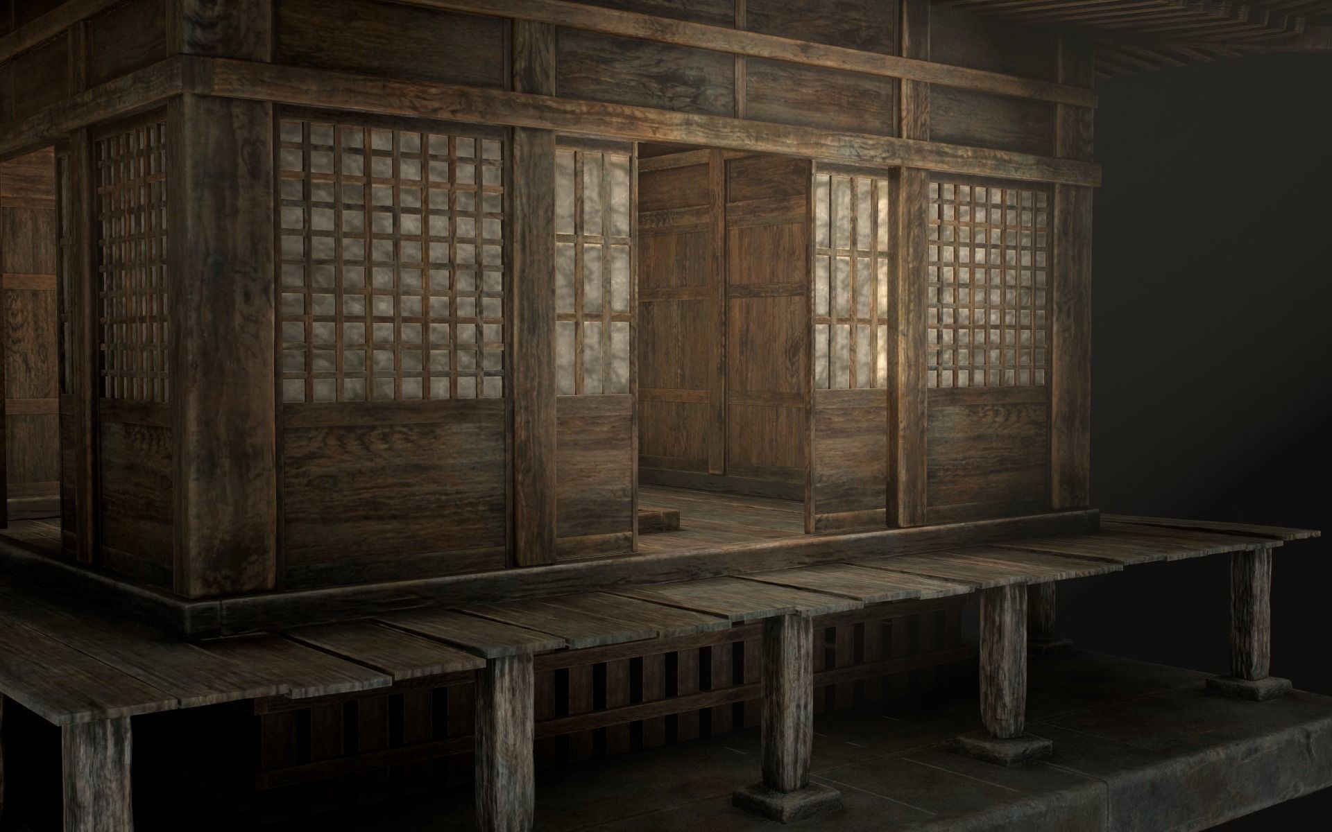 Japanese Shrine Low-poly 3D model_51