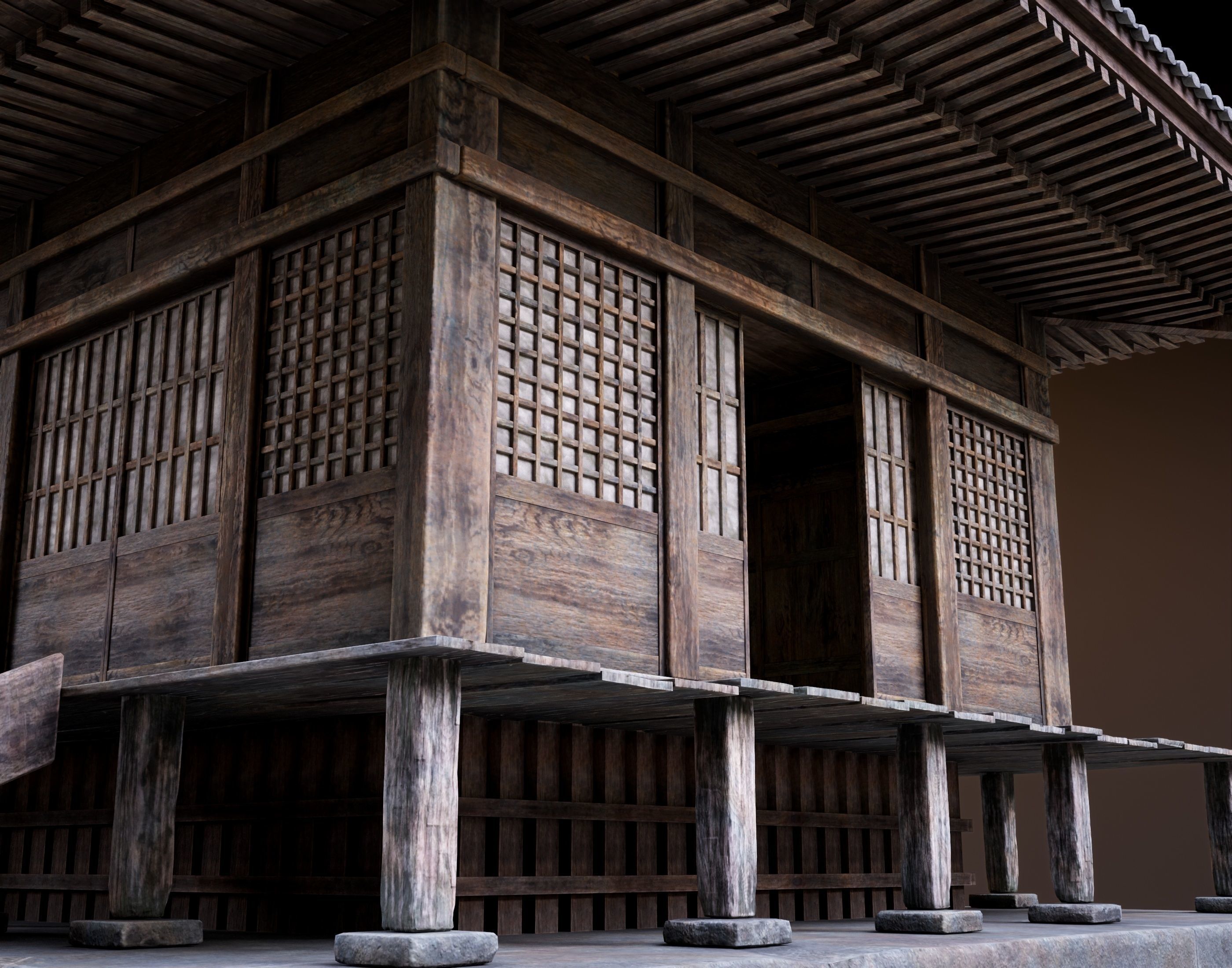 Japanese Shrine Low-poly 3D model_6