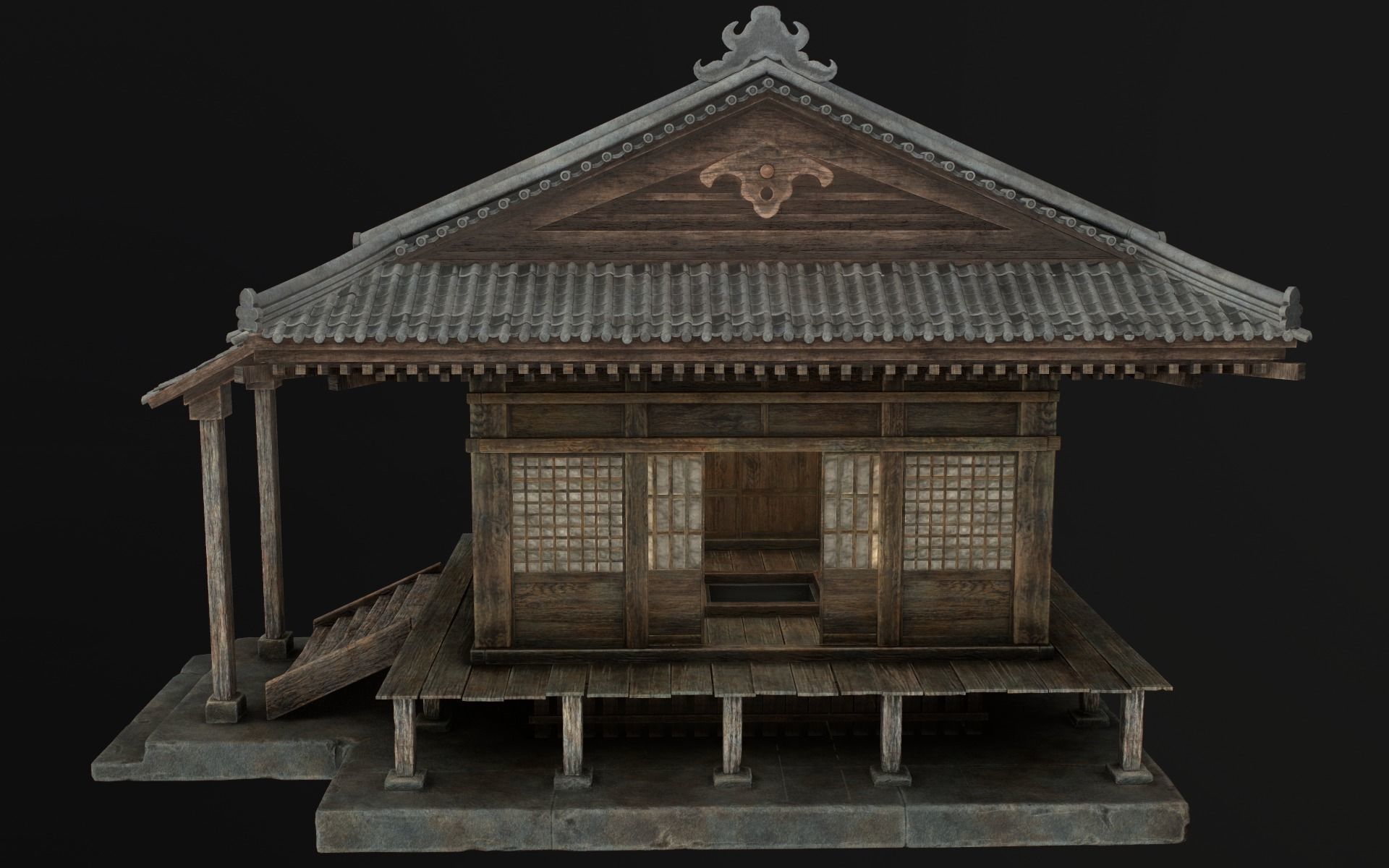 Japanese Shrine Low-poly 3D model_55