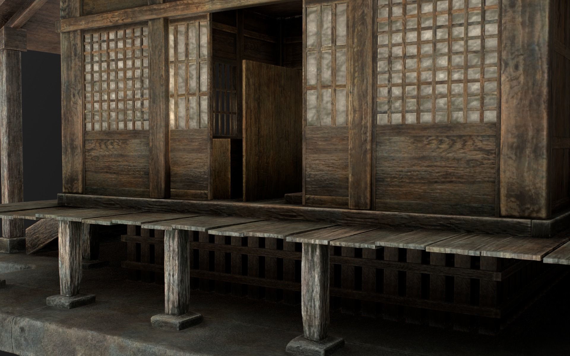 Japanese Shrine Low-poly 3D model_28