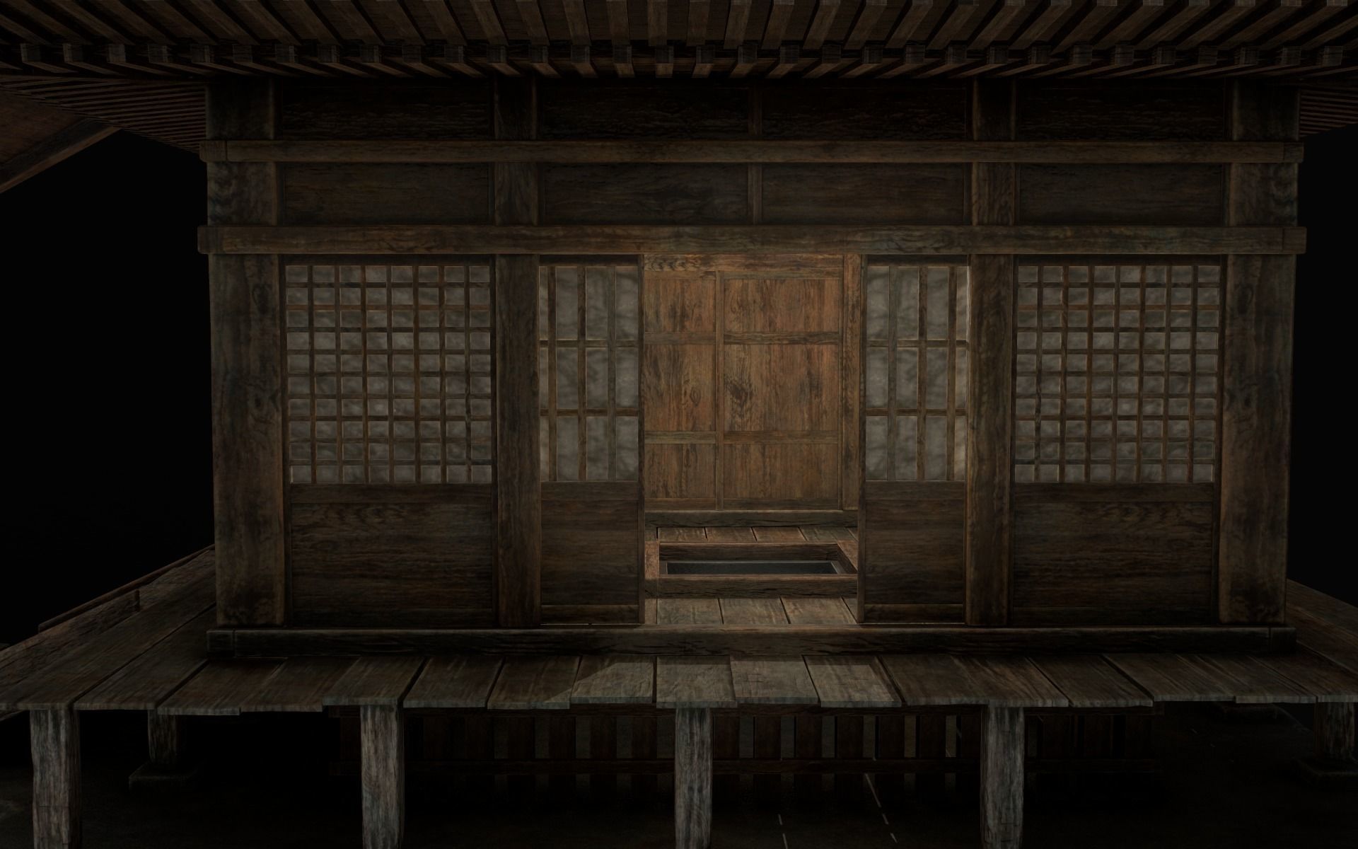 Japanese Shrine Low-poly 3D model_25