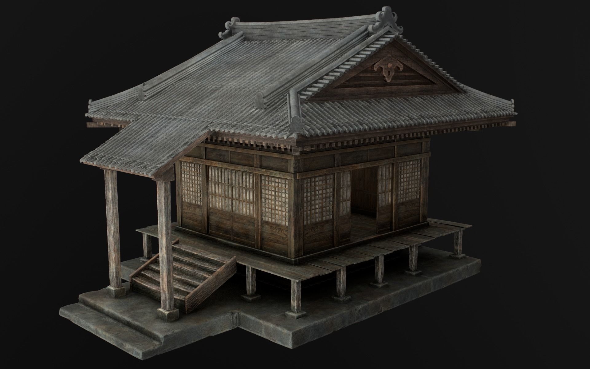 Japanese Shrine Low-poly 3D model_54