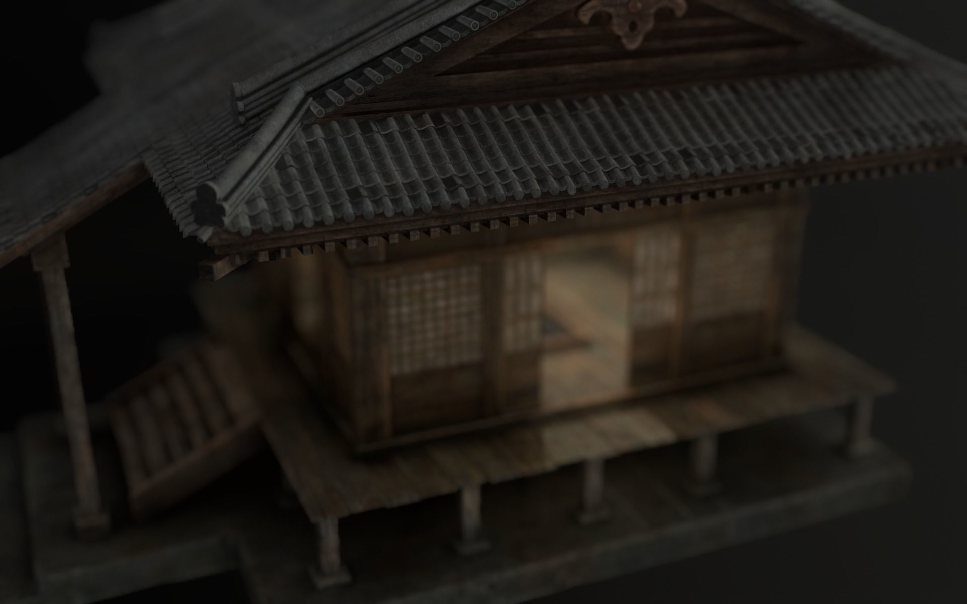 Japanese Shrine Low-poly 3D model_38