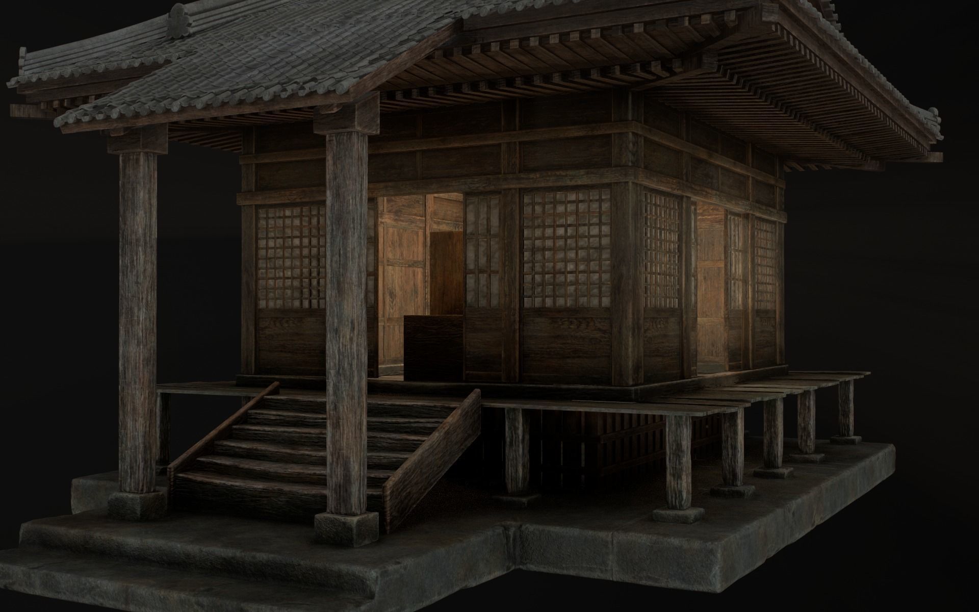 Japanese Shrine Low-poly 3D model_42