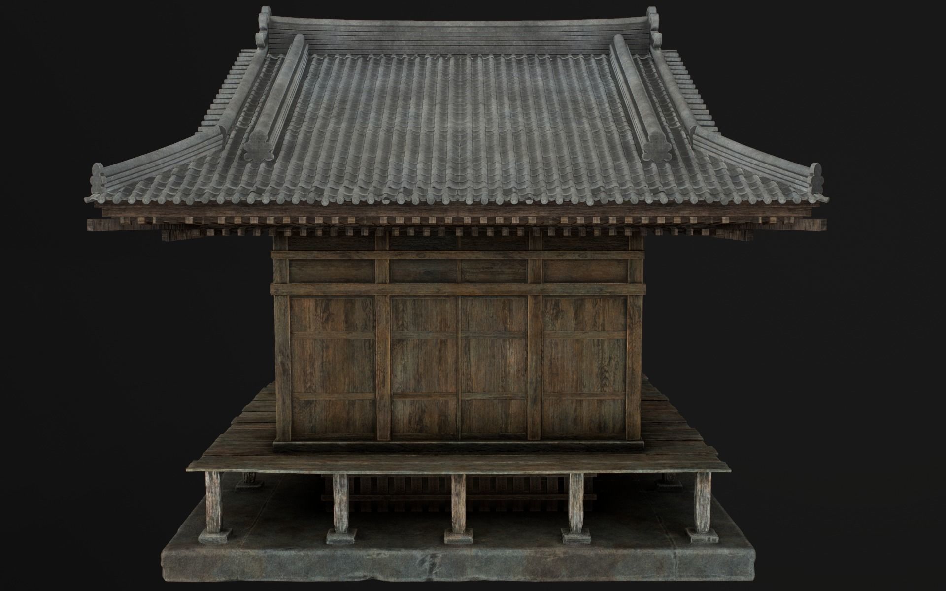 Japanese Shrine Low-poly 3D model_58