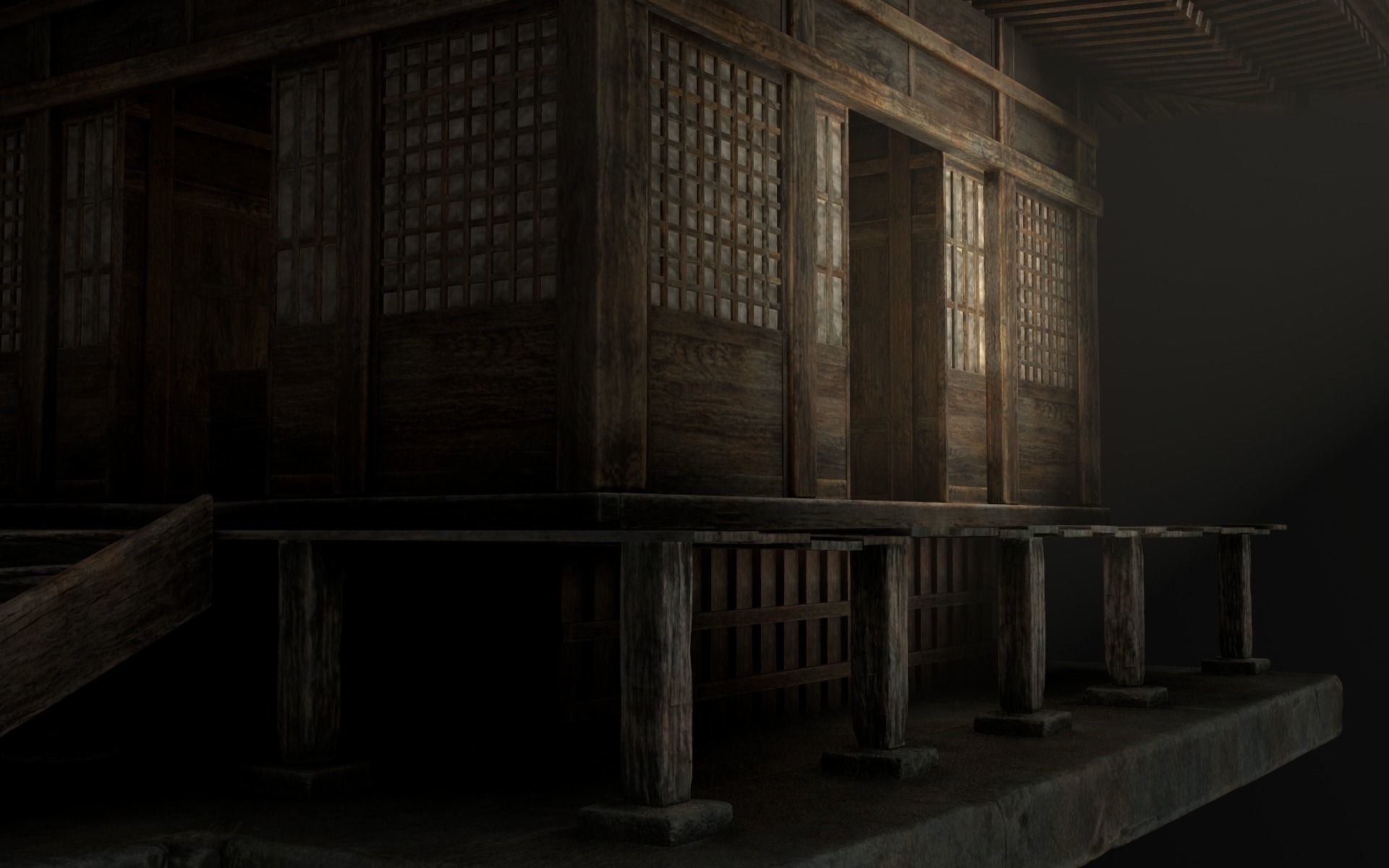 Japanese Shrine Low-poly 3D model_47