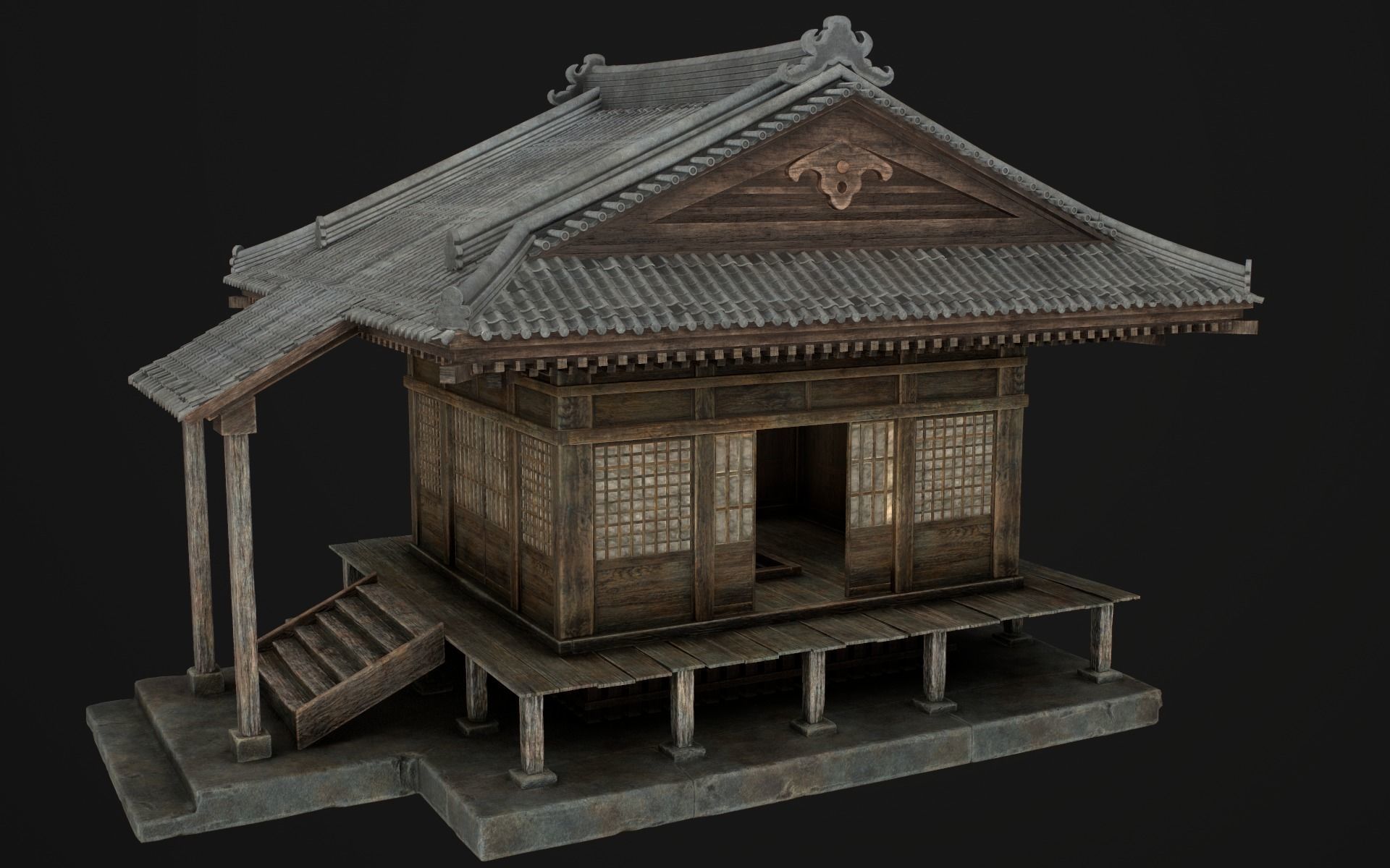 Japanese Shrine Low-poly 3D model_52