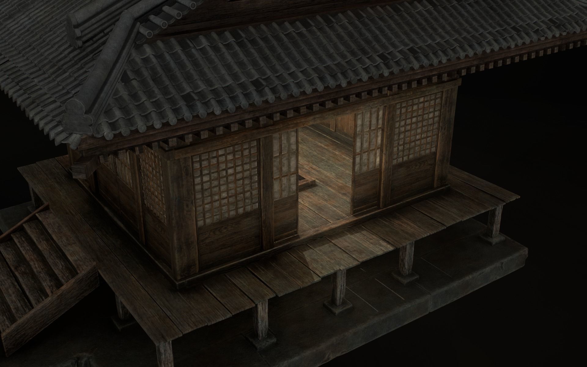 Japanese Shrine Low-poly 3D model_30