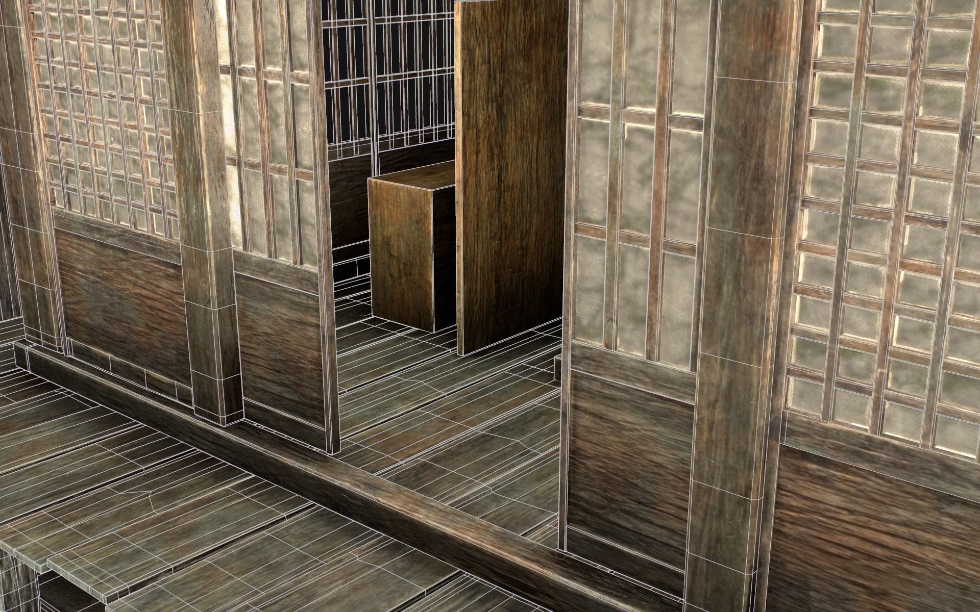 Japanese Shrine Low-poly 3D model_19