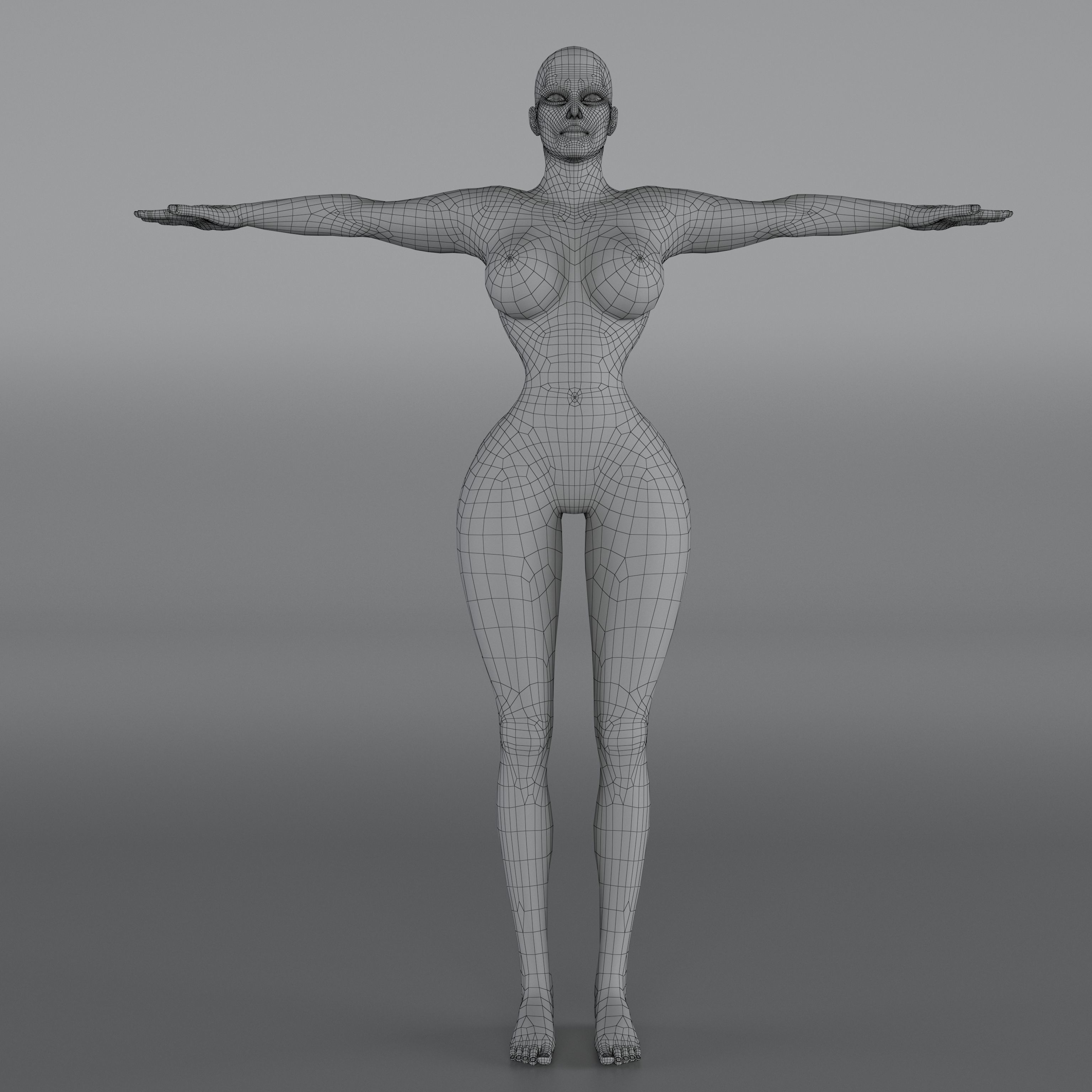 14 Rigged Base Mesh Low-poly 3D model_15