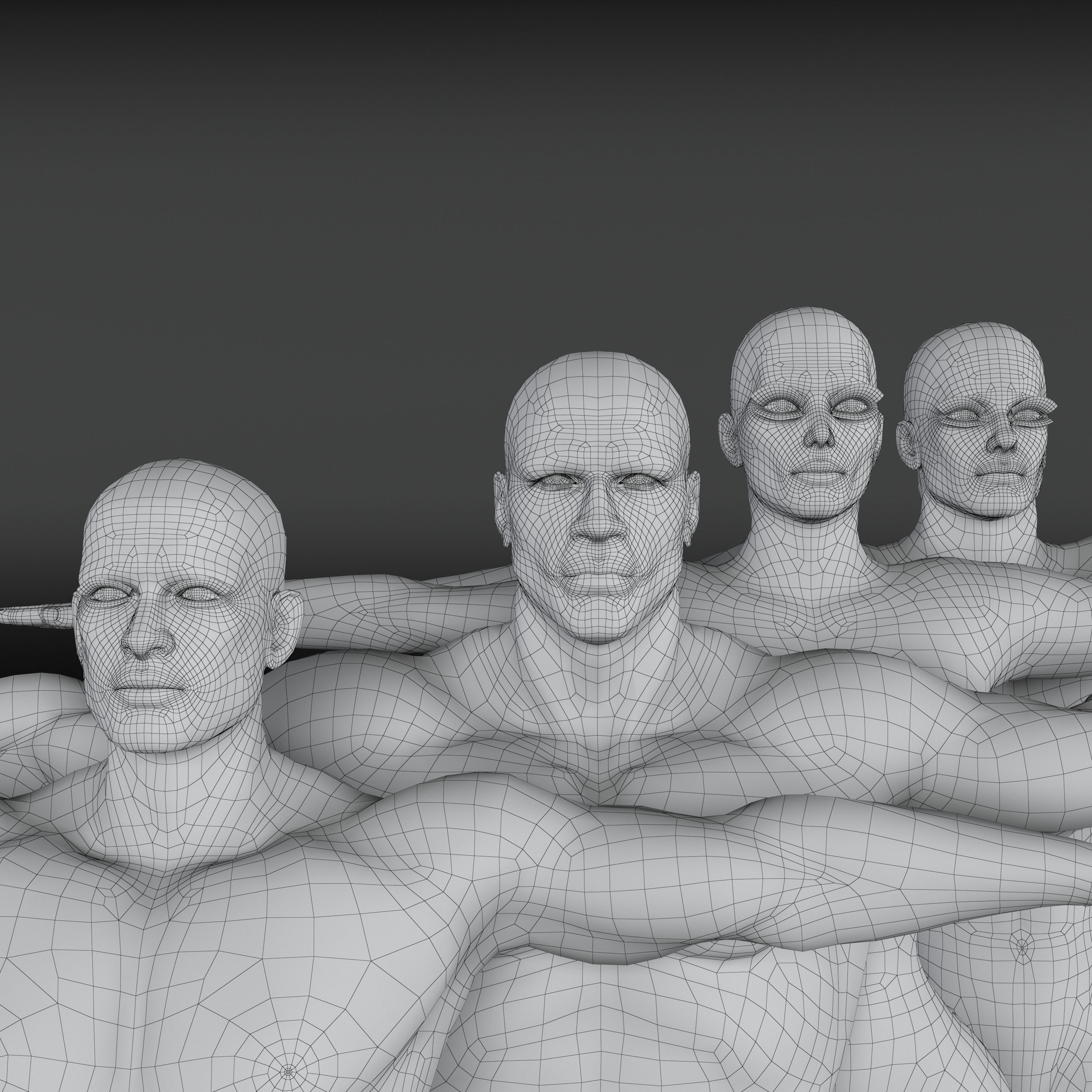 14 Rigged Base Mesh Low-poly 3D model_1