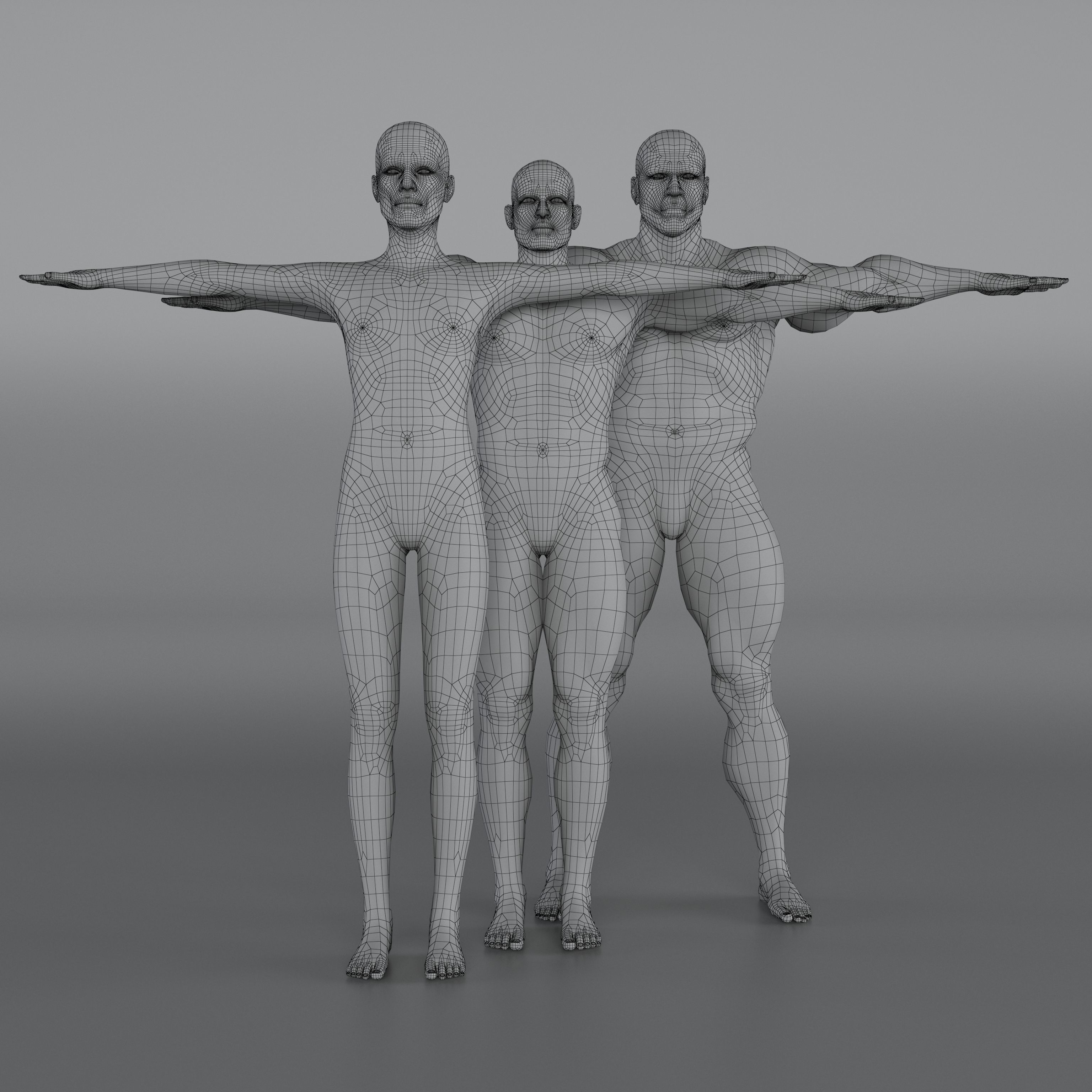 14 Rigged Base Mesh Low-poly 3D model_6