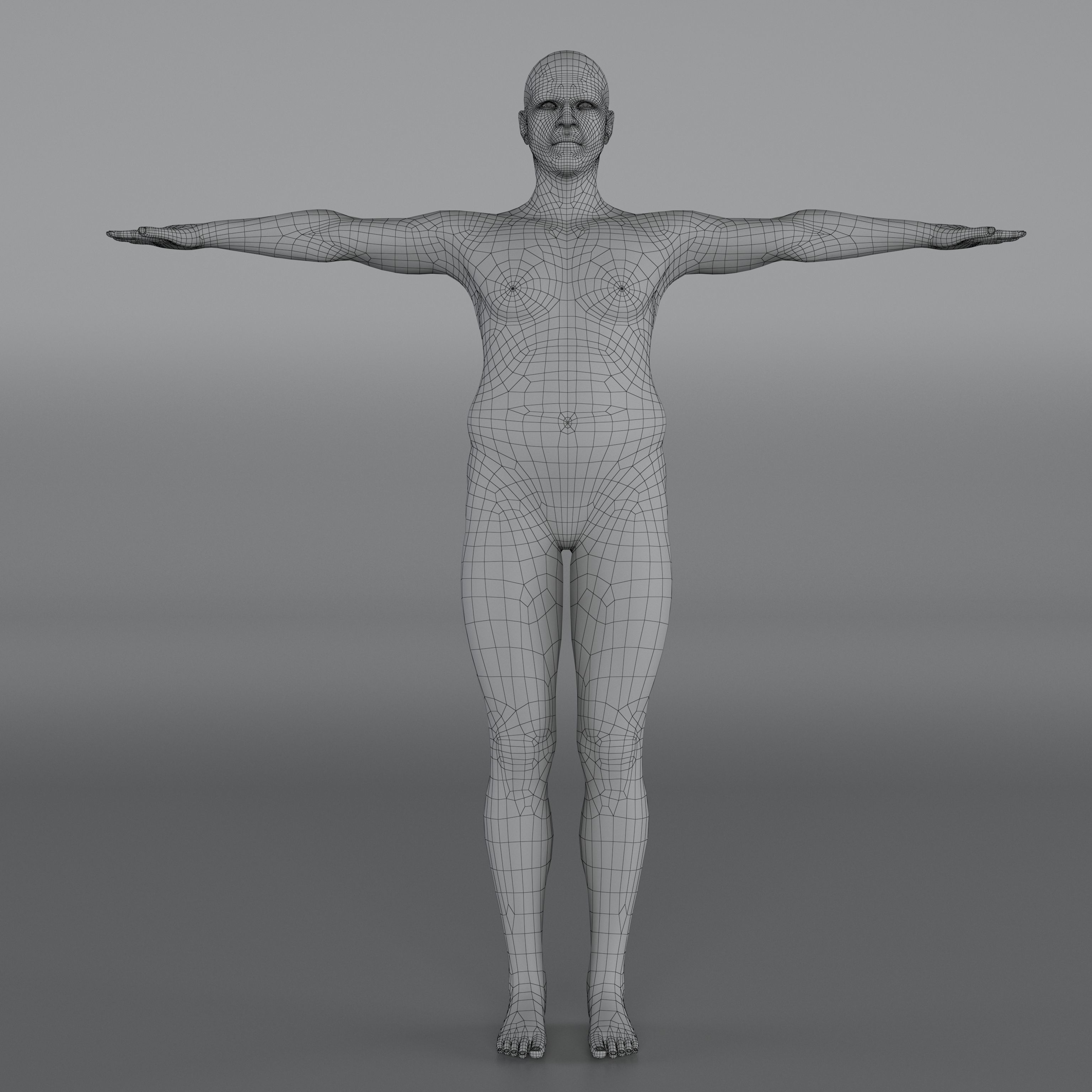14 Rigged Base Mesh Low-poly 3D model_4