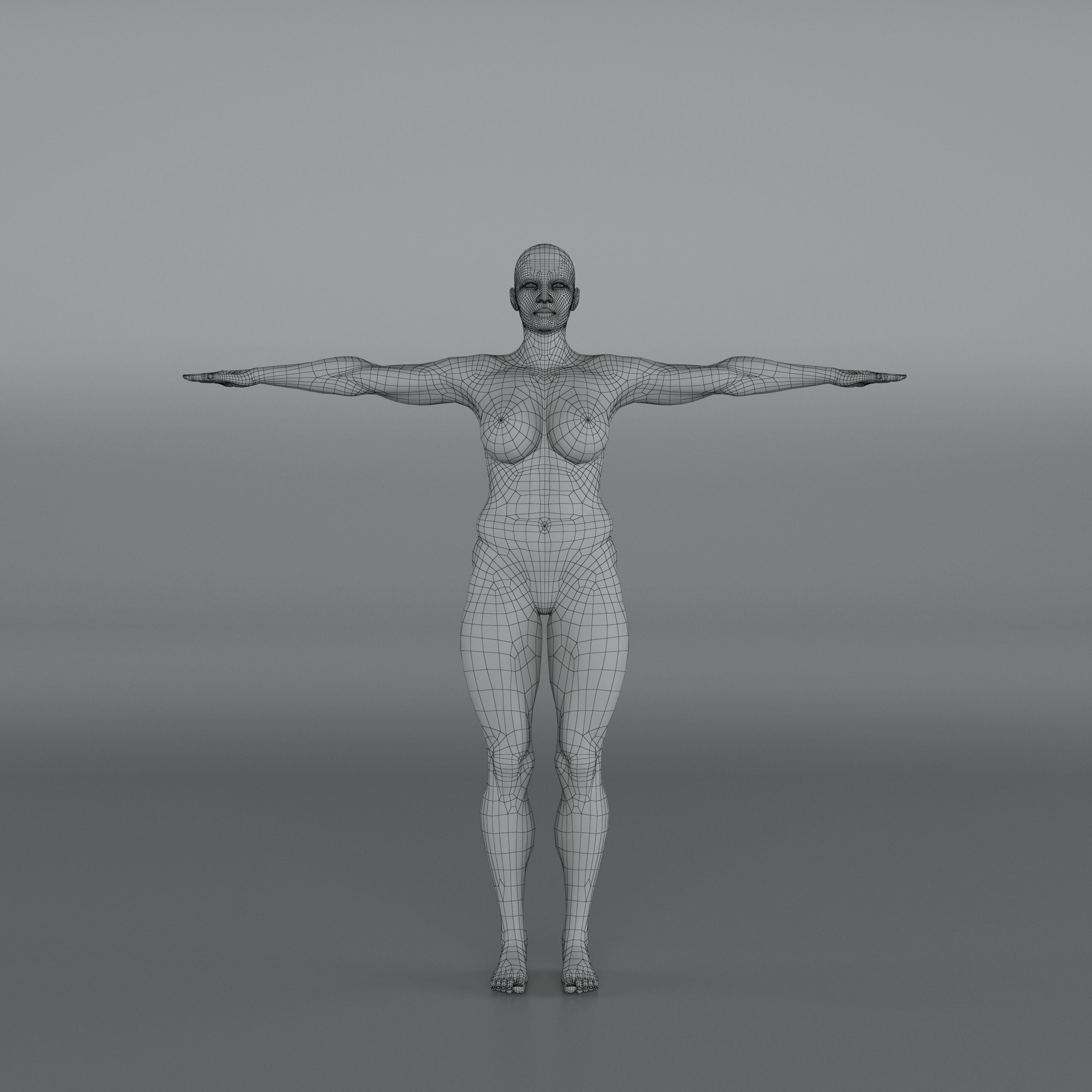 14 Rigged Base Mesh Low-poly 3D model_9