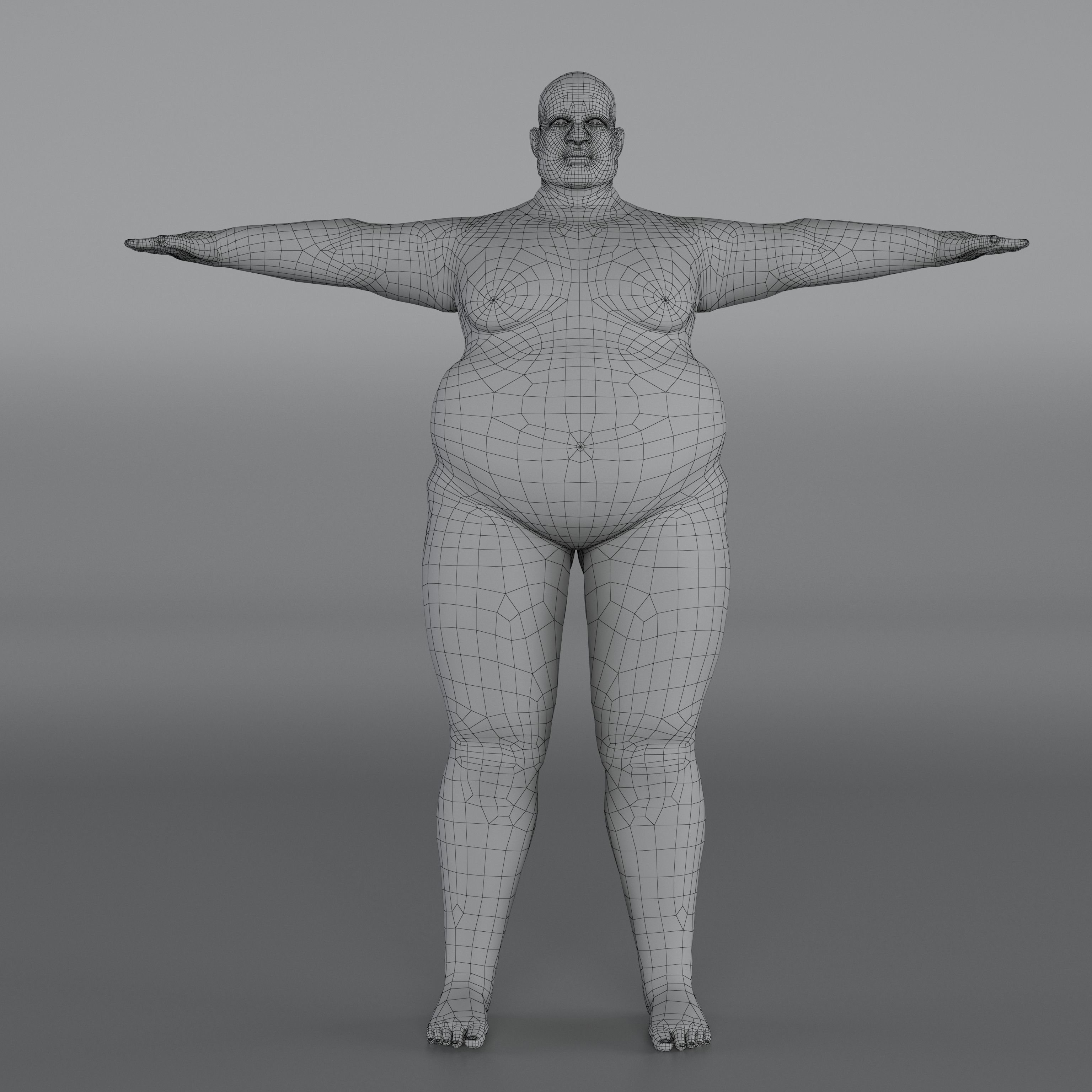 14 Rigged Base Mesh Low-poly 3D model_5