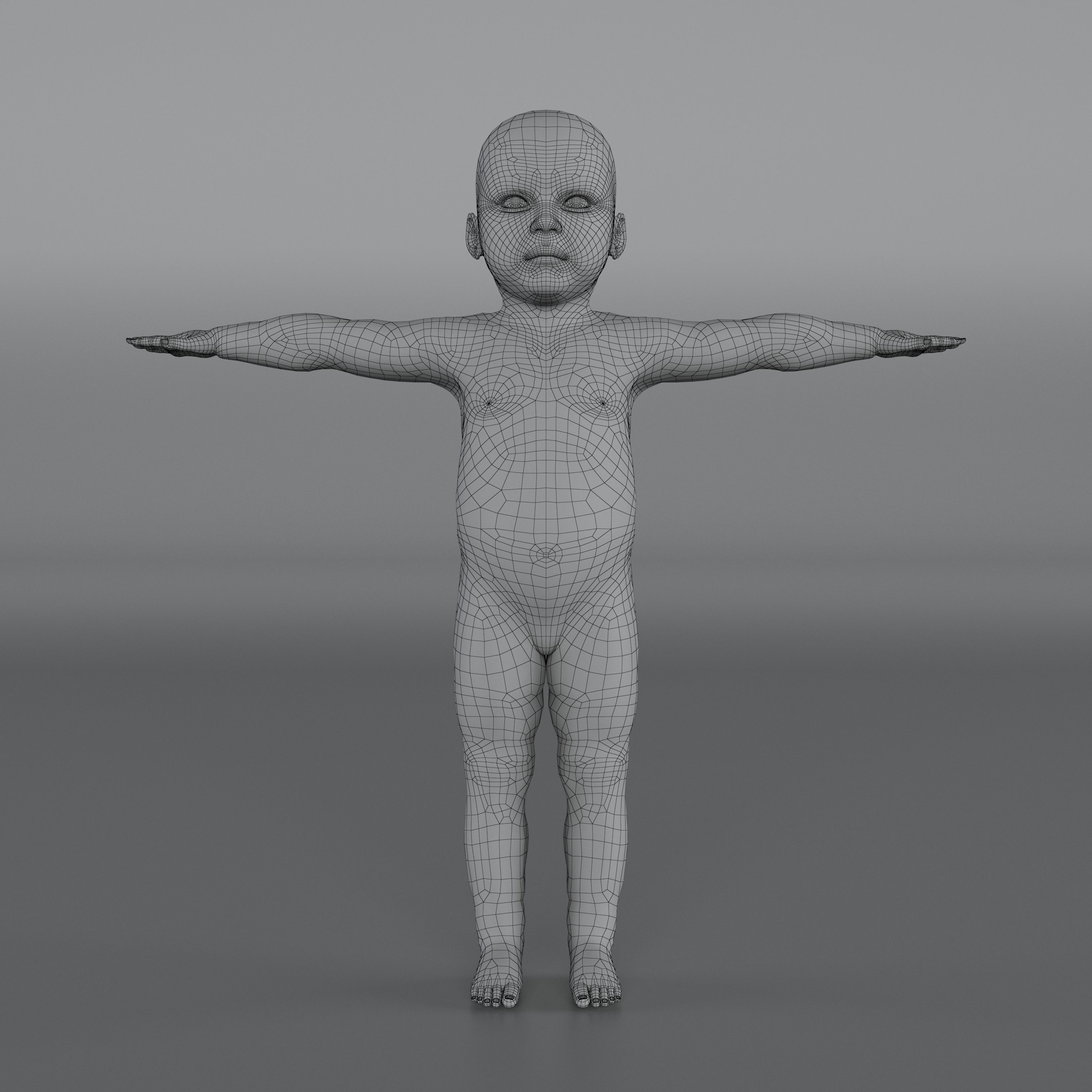 14 Rigged Base Mesh Low-poly 3D model_13