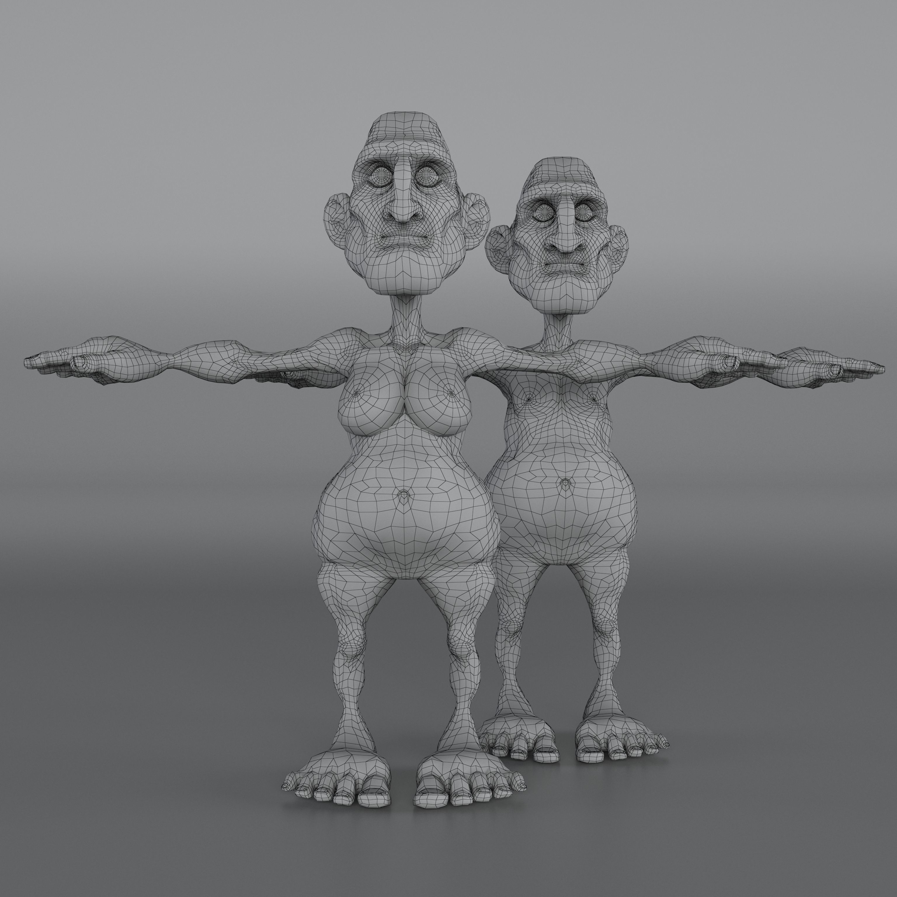 14 Rigged Base Mesh Low-poly 3D model_3