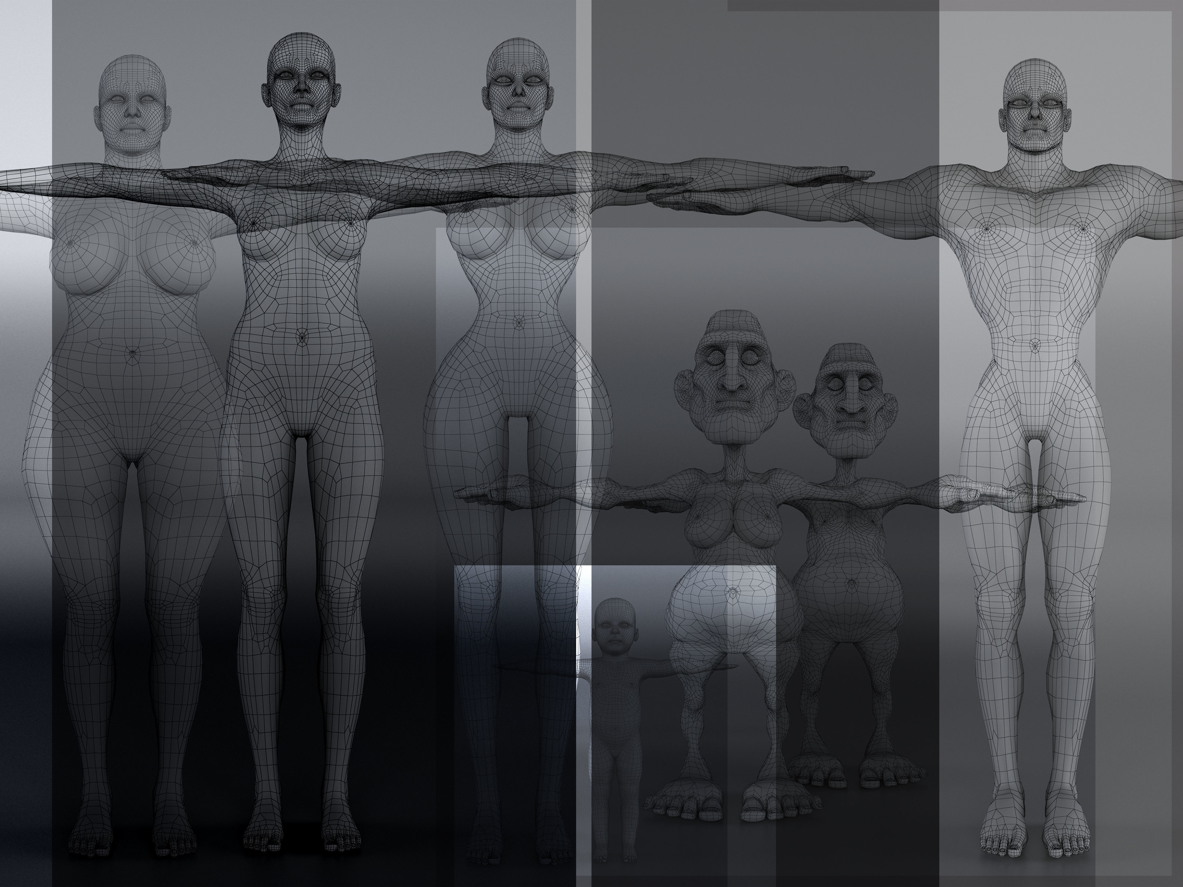 14 Rigged Base Mesh Low-poly 3D model_18