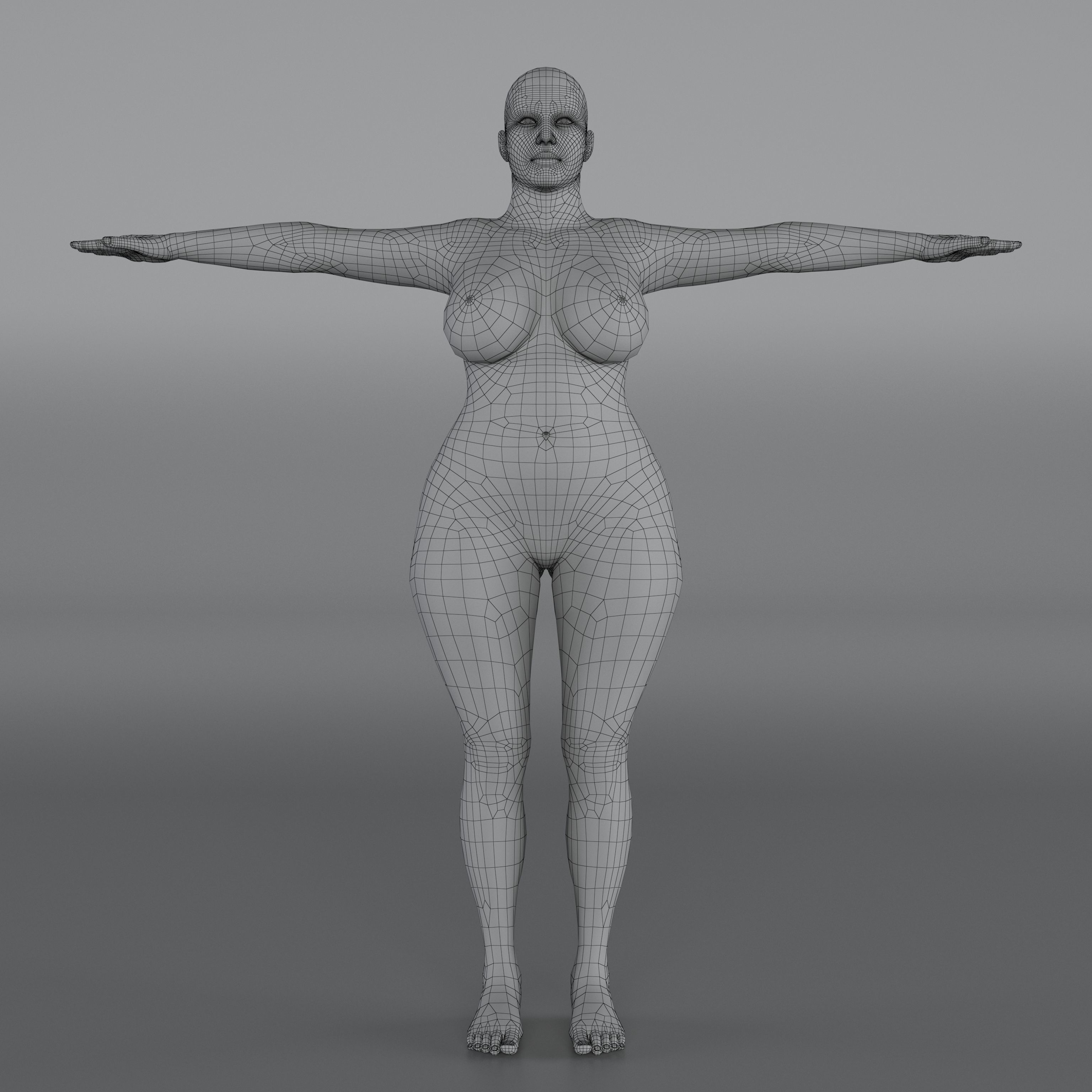 14 Rigged Base Mesh Low-poly 3D model_10