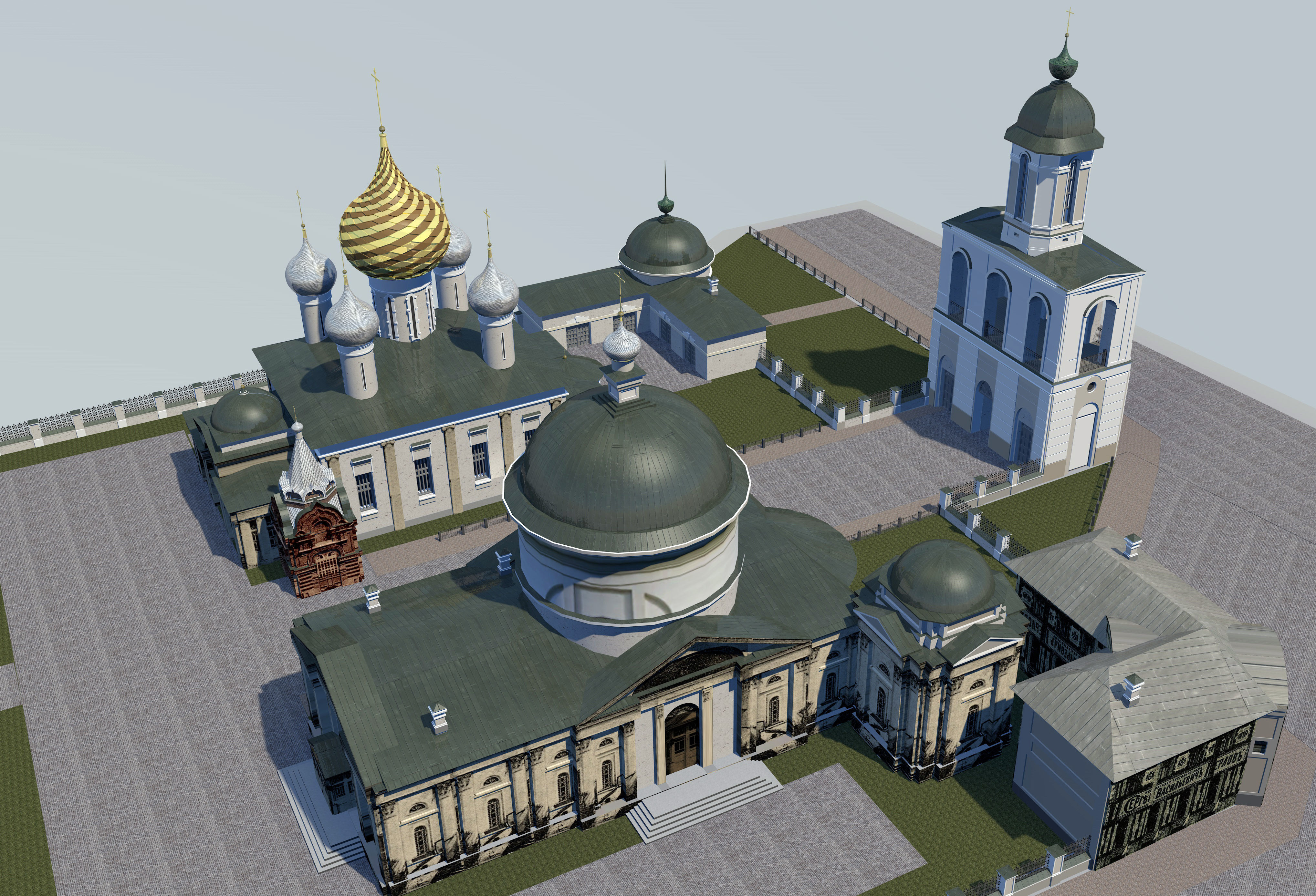 Temples of the Vlasyevsky parish Low-poly 3D model_2