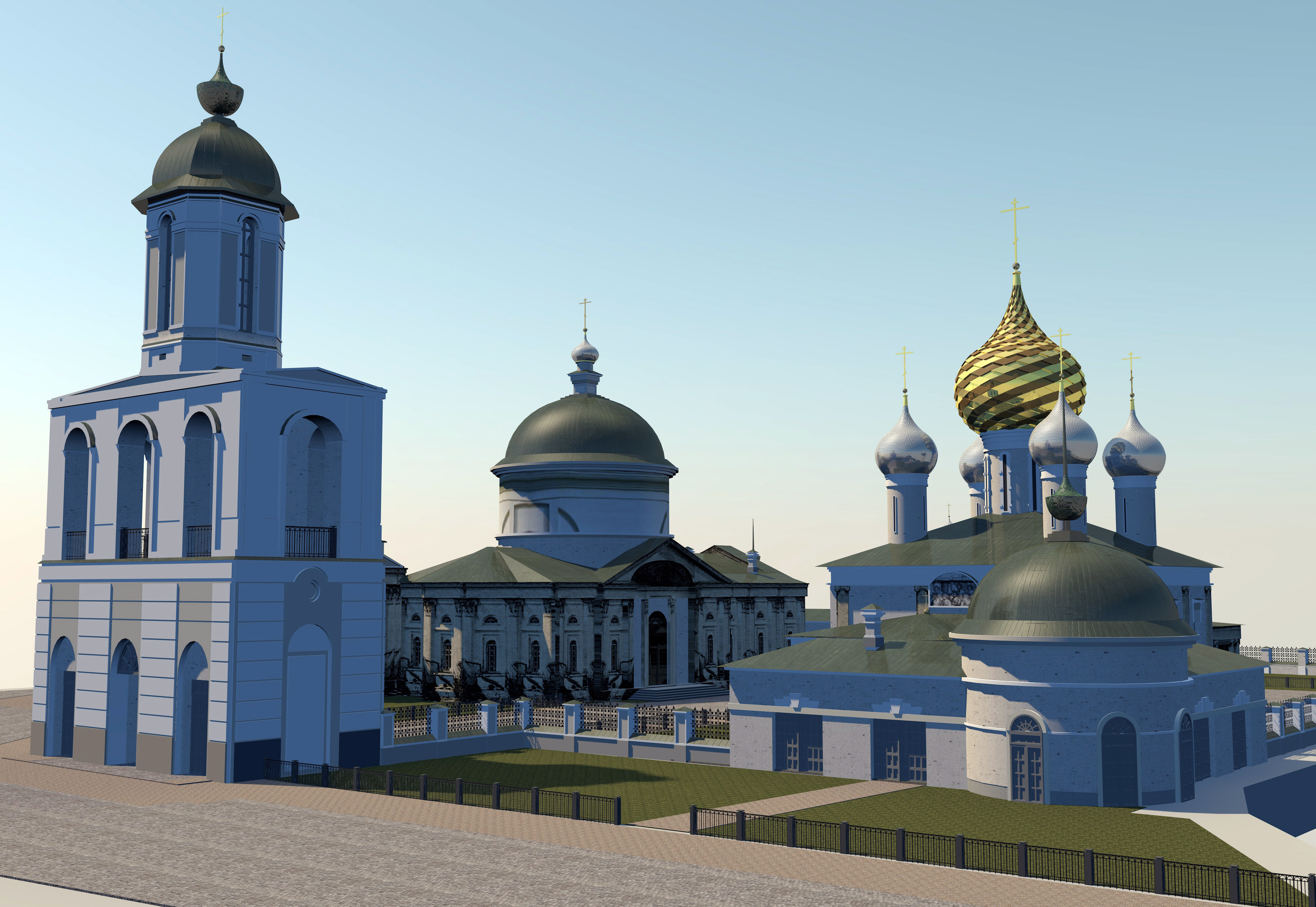 Temples of the Vlasyevsky parish Low-poly 3D model_4