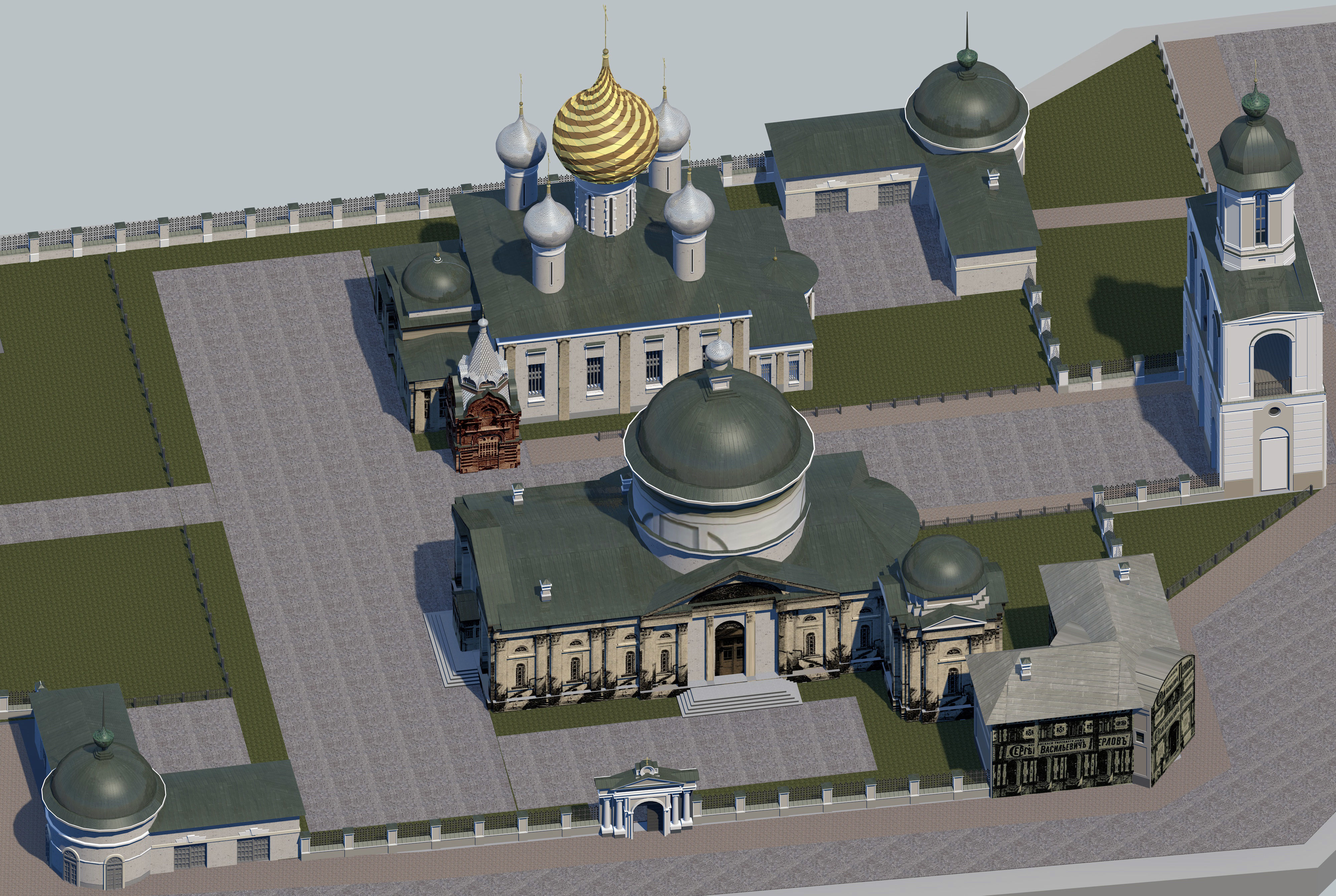 Temples of the Vlasyevsky parish Low-poly 3D model_6