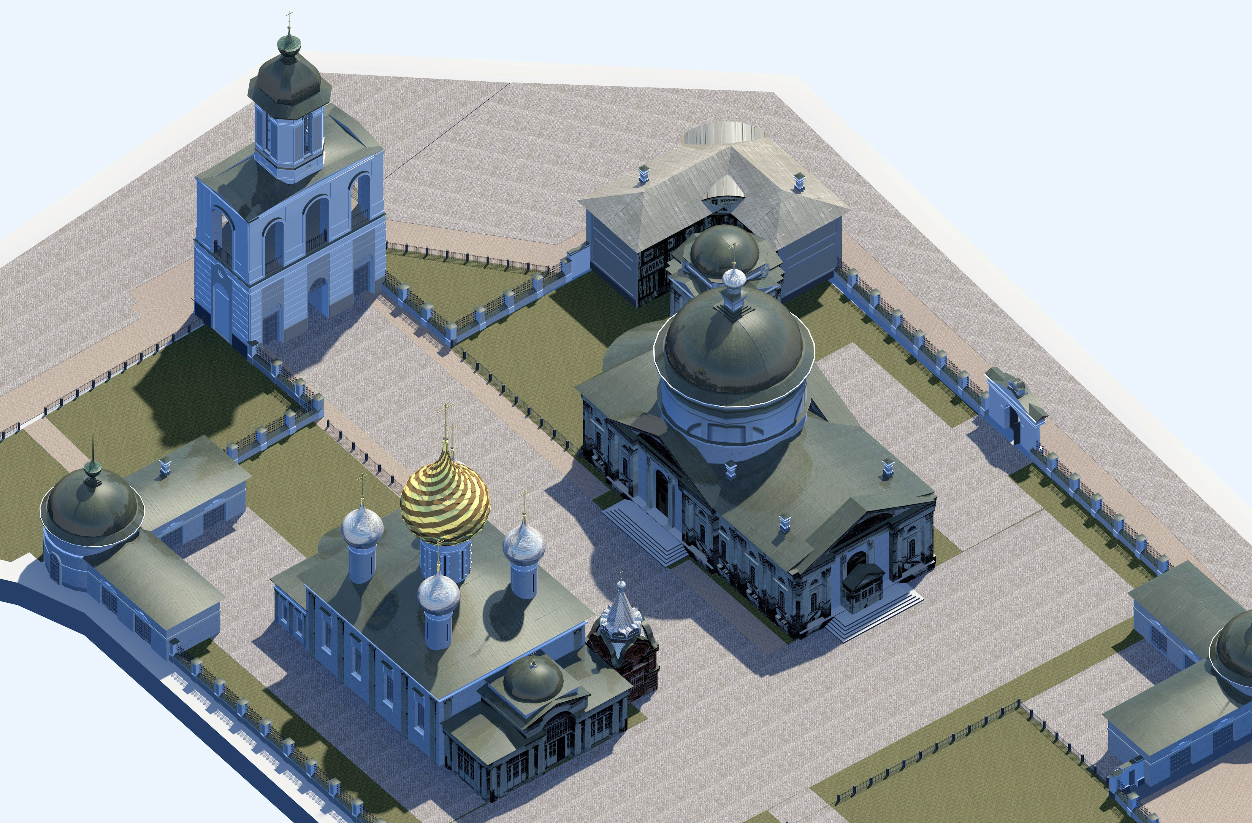 Temples of the Vlasyevsky parish Low-poly 3D model_7