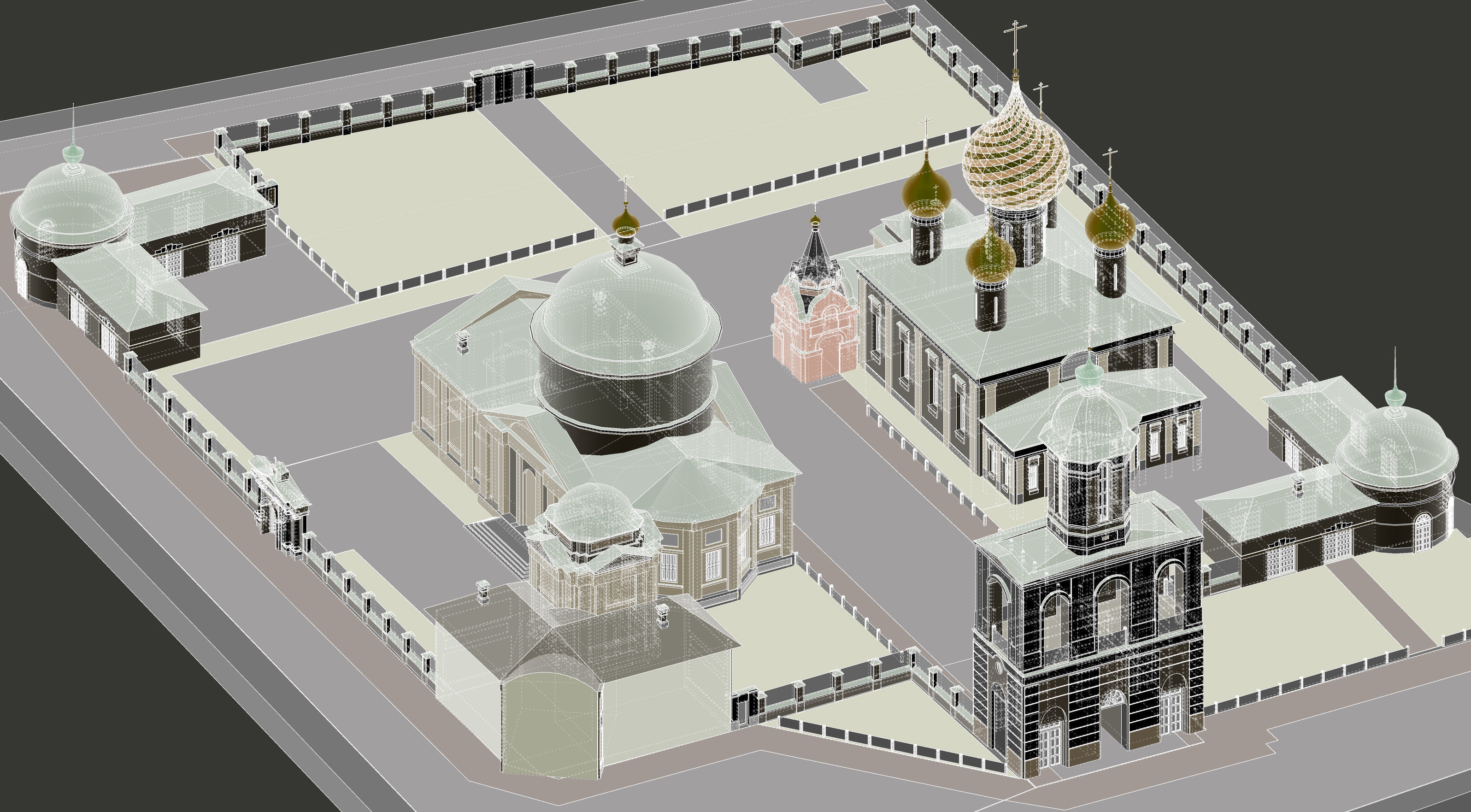 Temples of the Vlasyevsky parish Low-poly 3D model_16